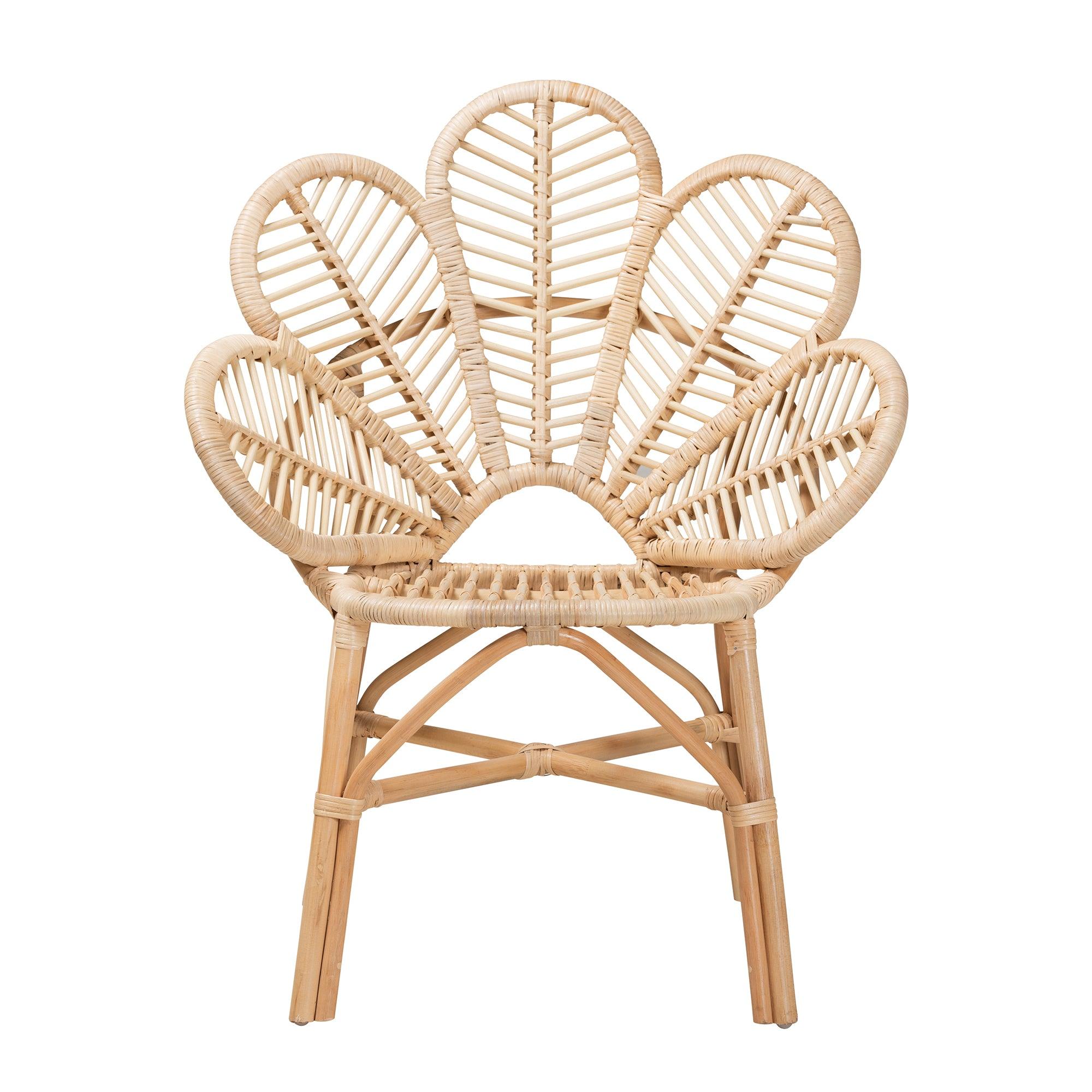 bali & pari Bianca Modern Bohemian Rattan Flower Chair