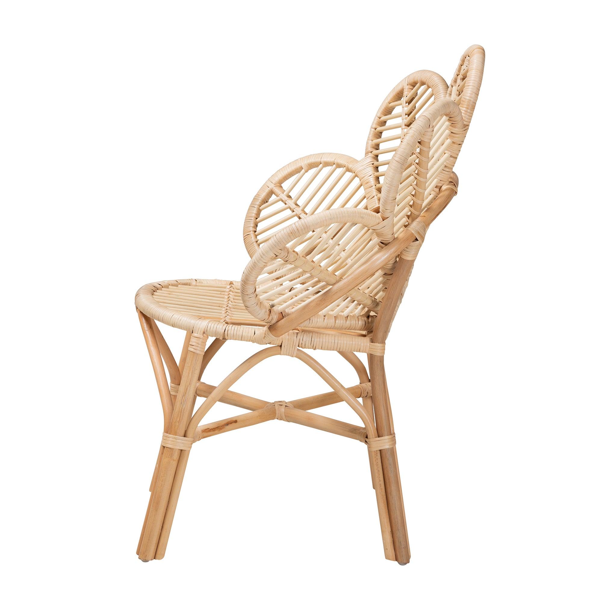 bali & pari Bianca Modern Bohemian Rattan Flower Chair