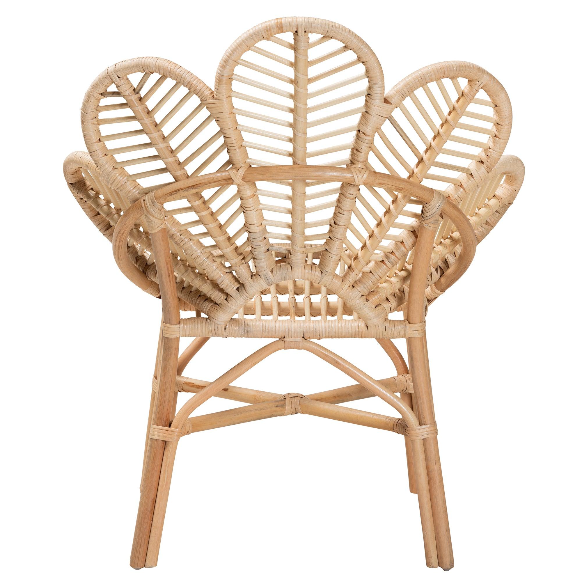 bali & pari Bianca Modern Bohemian Rattan Flower Chair