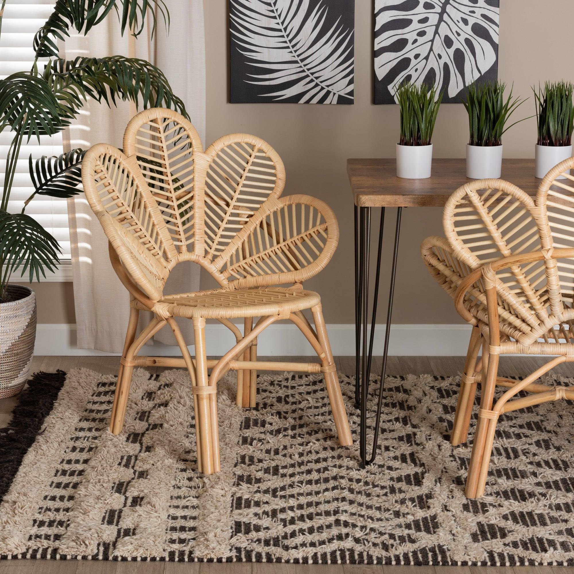 bali & pari Bianca Modern Bohemian Rattan Flower Chair