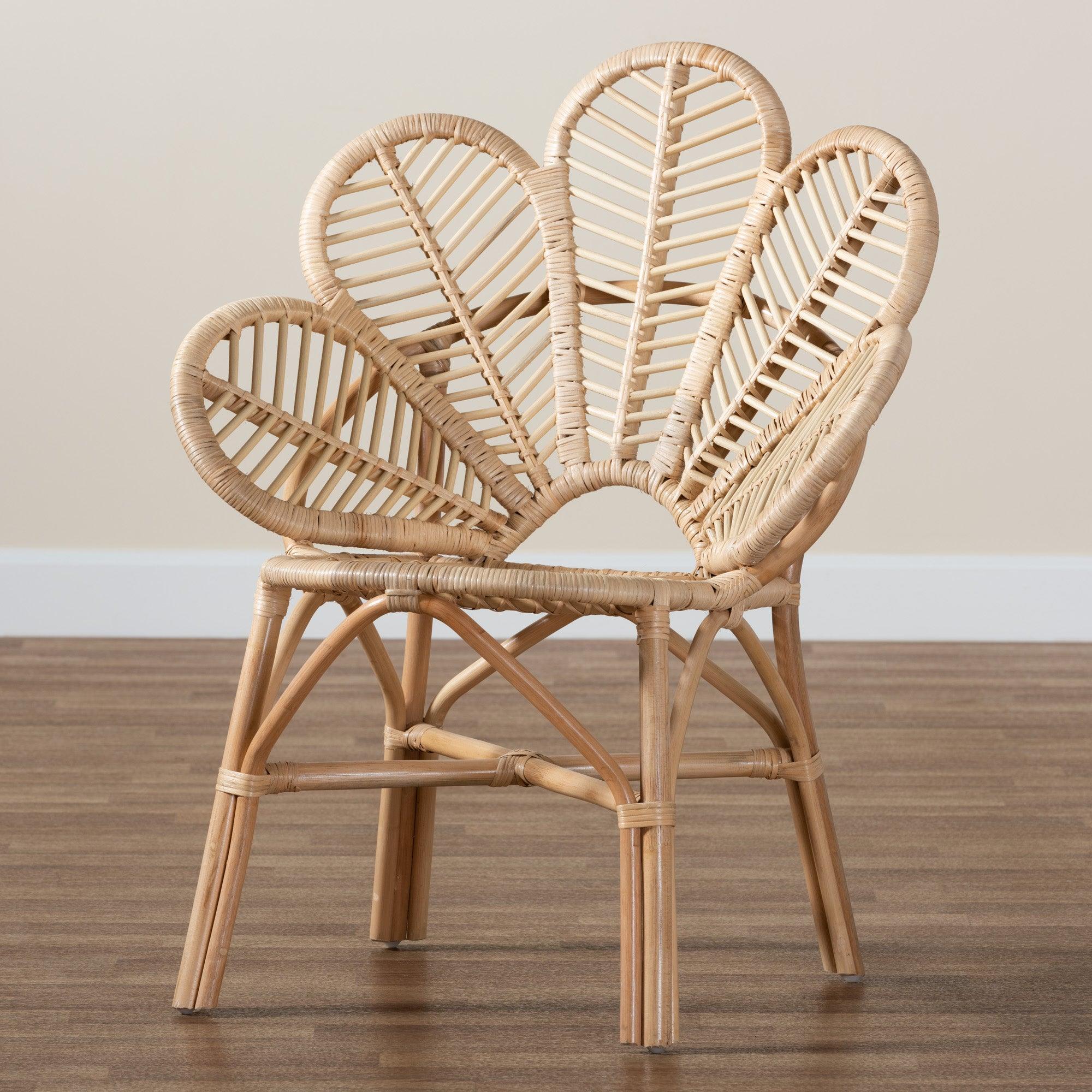 bali & pari Bianca Modern Bohemian Rattan Flower Chair