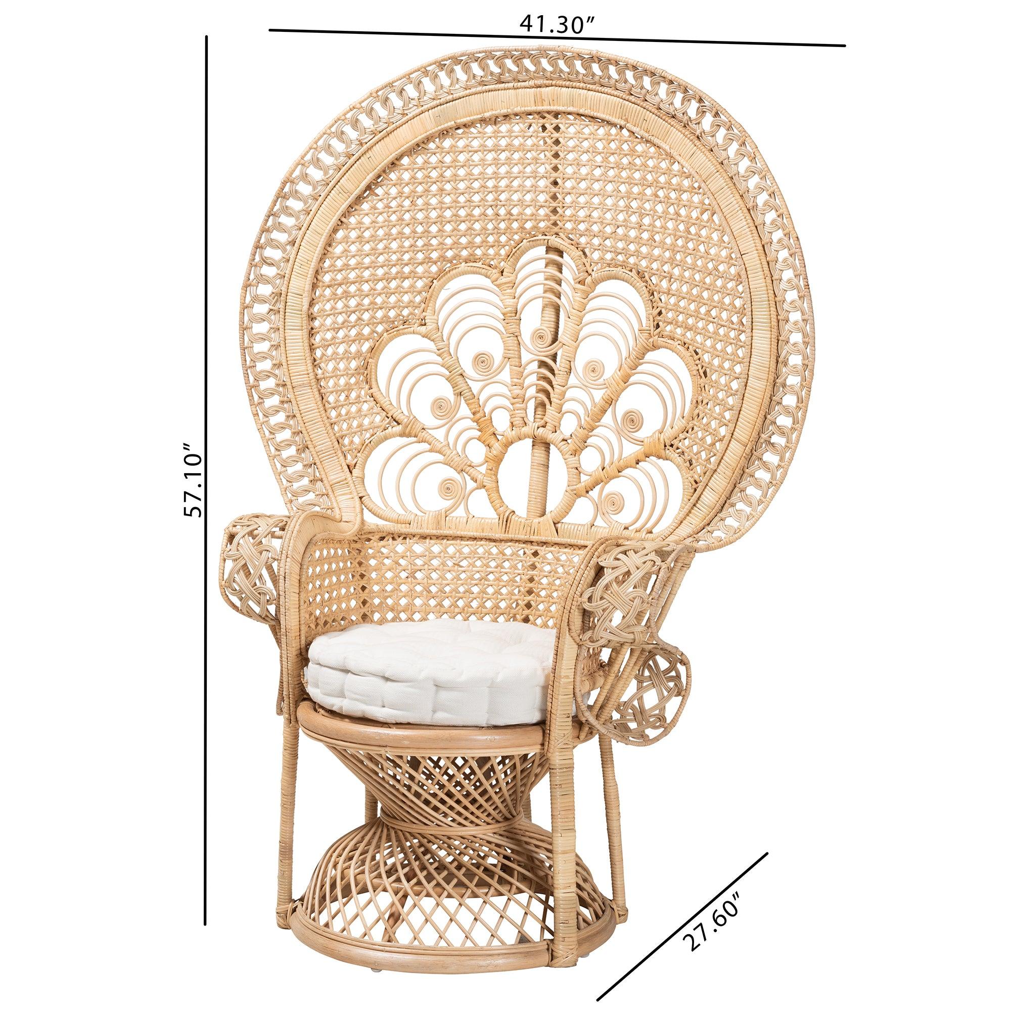 bali & pari Ediva Modern Bohemian Rattan Peacock Accent Chair