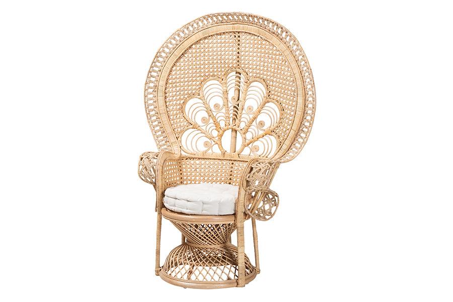 bali & pari Ediva Modern Bohemian Rattan Peacock Accent Chair