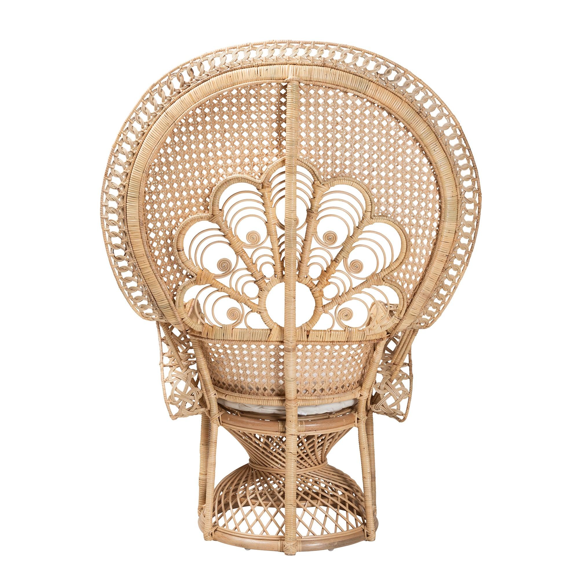 bali & pari Ediva Modern Bohemian Rattan Peacock Accent Chair