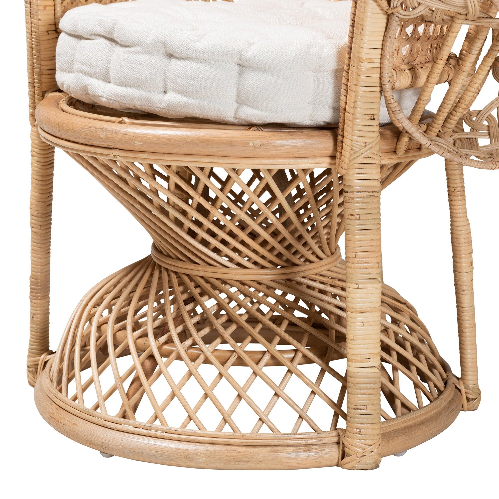 bali & pari Ediva Modern Bohemian Rattan Peacock Accent Chair