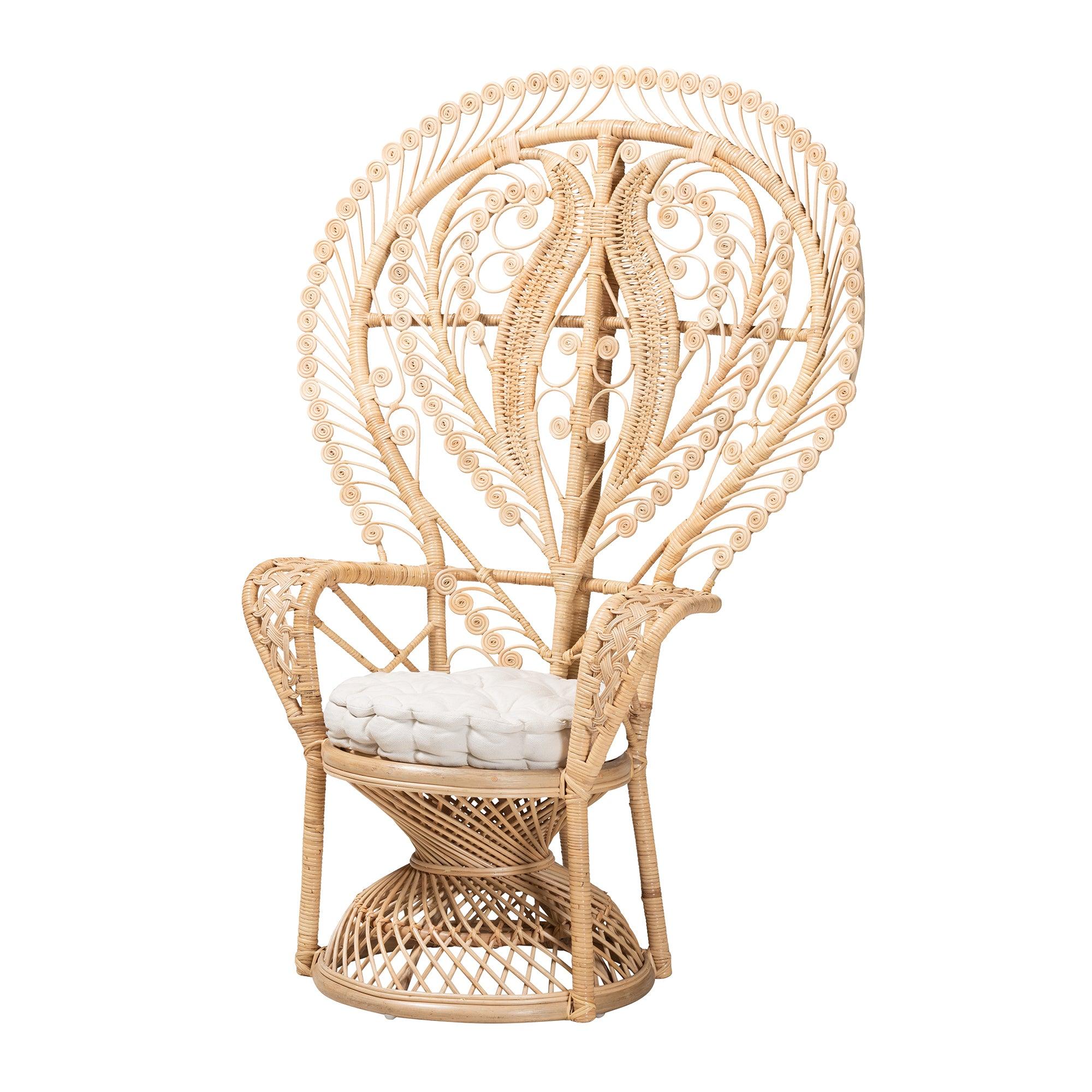 bali & pari Fedra Modern Bohemian Rattan Peacock Accent Chair