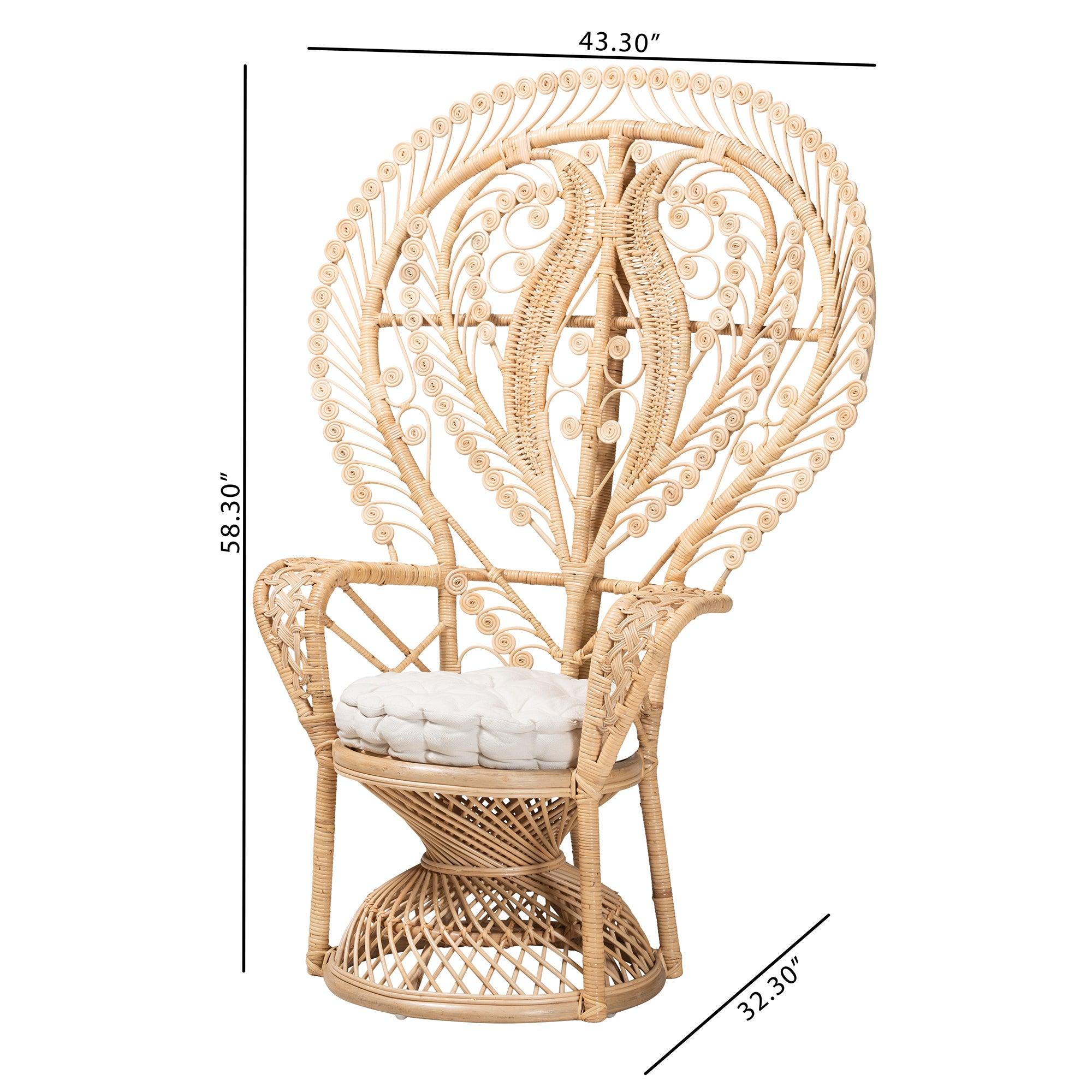 bali & pari Fedra Modern Bohemian Rattan Peacock Accent Chair