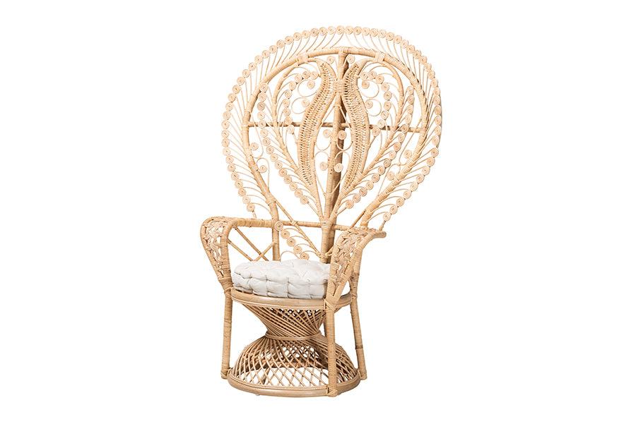 bali & pari Fedra Modern Bohemian Rattan Peacock Accent Chair