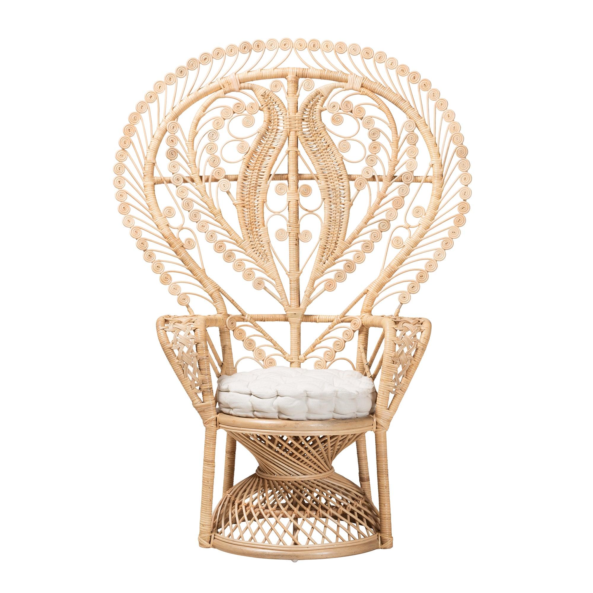 bali & pari Fedra Modern Bohemian Rattan Peacock Accent Chair