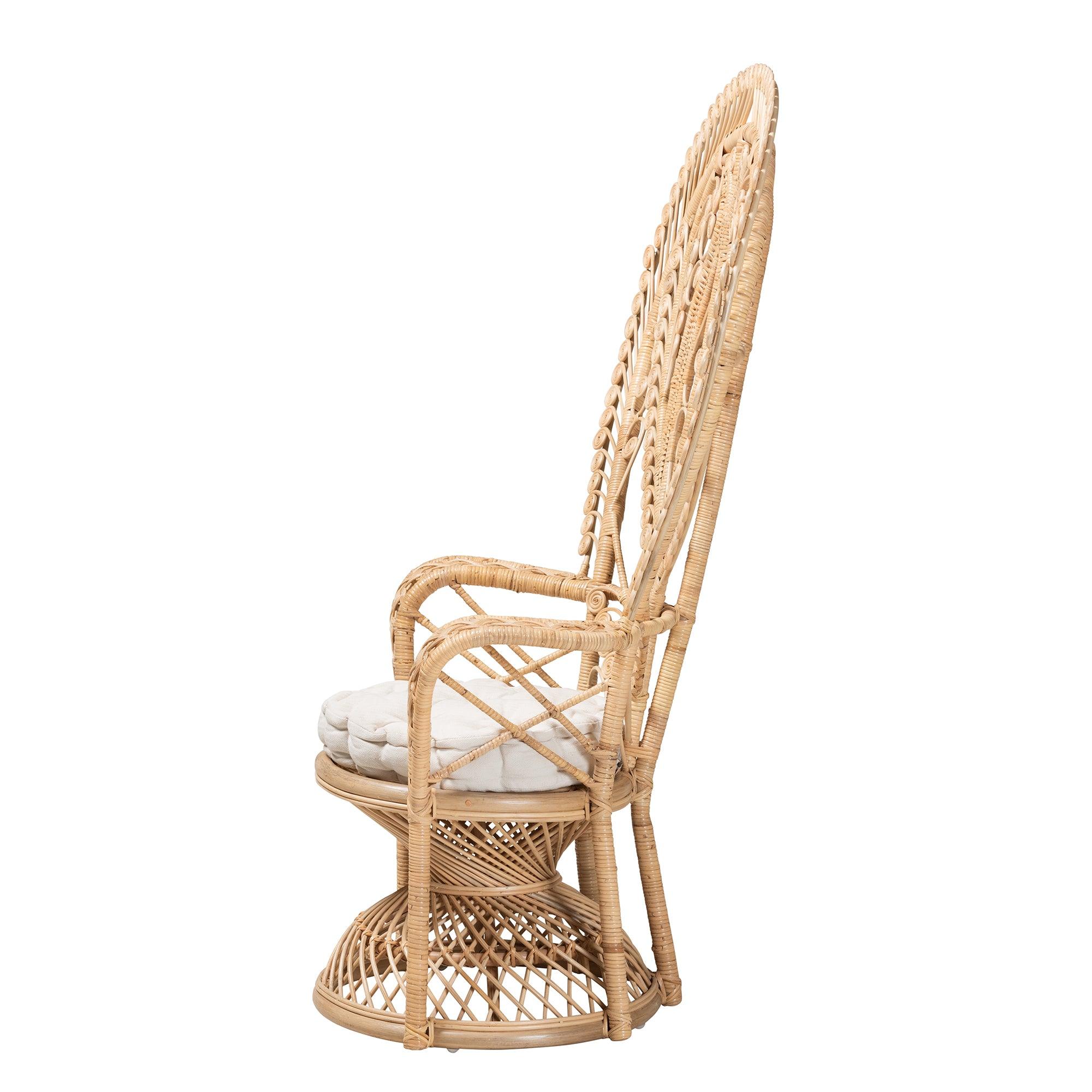 bali & pari Fedra Modern Bohemian Rattan Peacock Accent Chair