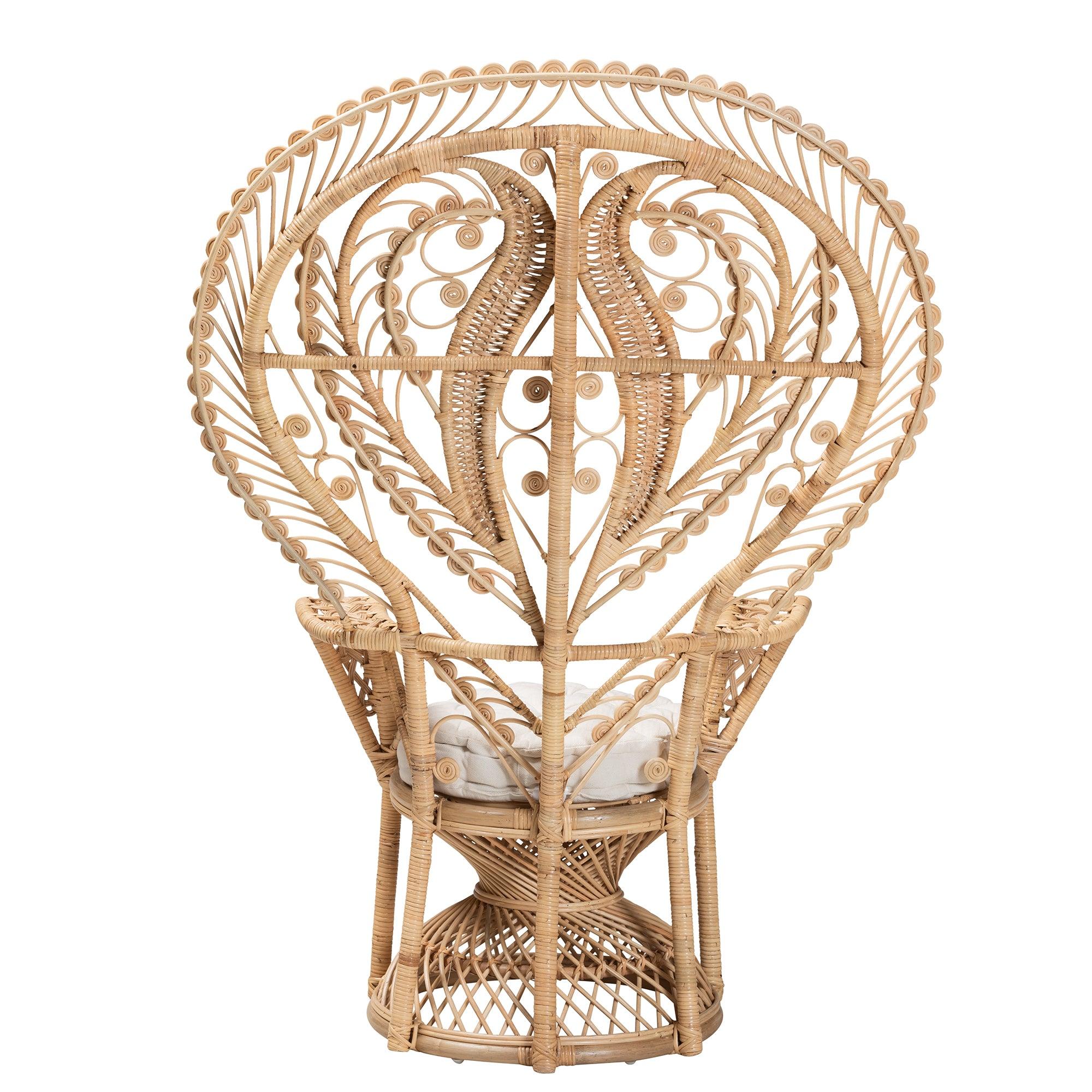 bali & pari Fedra Modern Bohemian Rattan Peacock Accent Chair