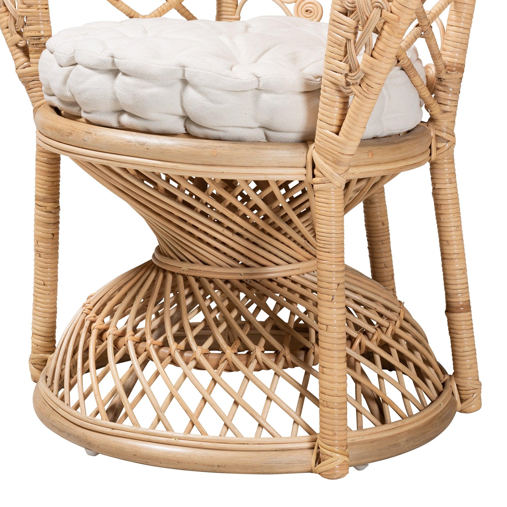 bali & pari Fedra Modern Bohemian Rattan Peacock Accent Chair