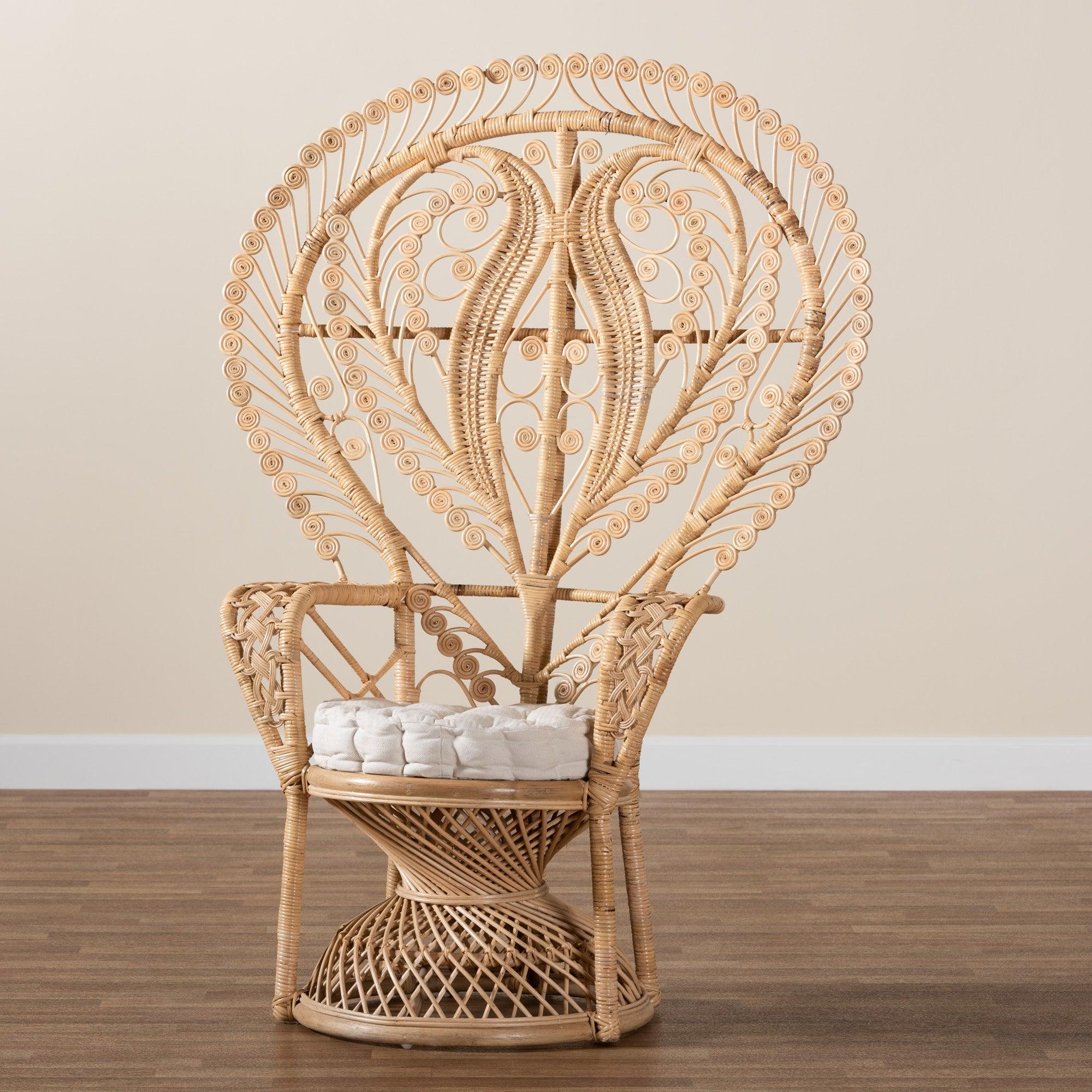 bali & pari Fedra Modern Bohemian Rattan Peacock Accent Chair