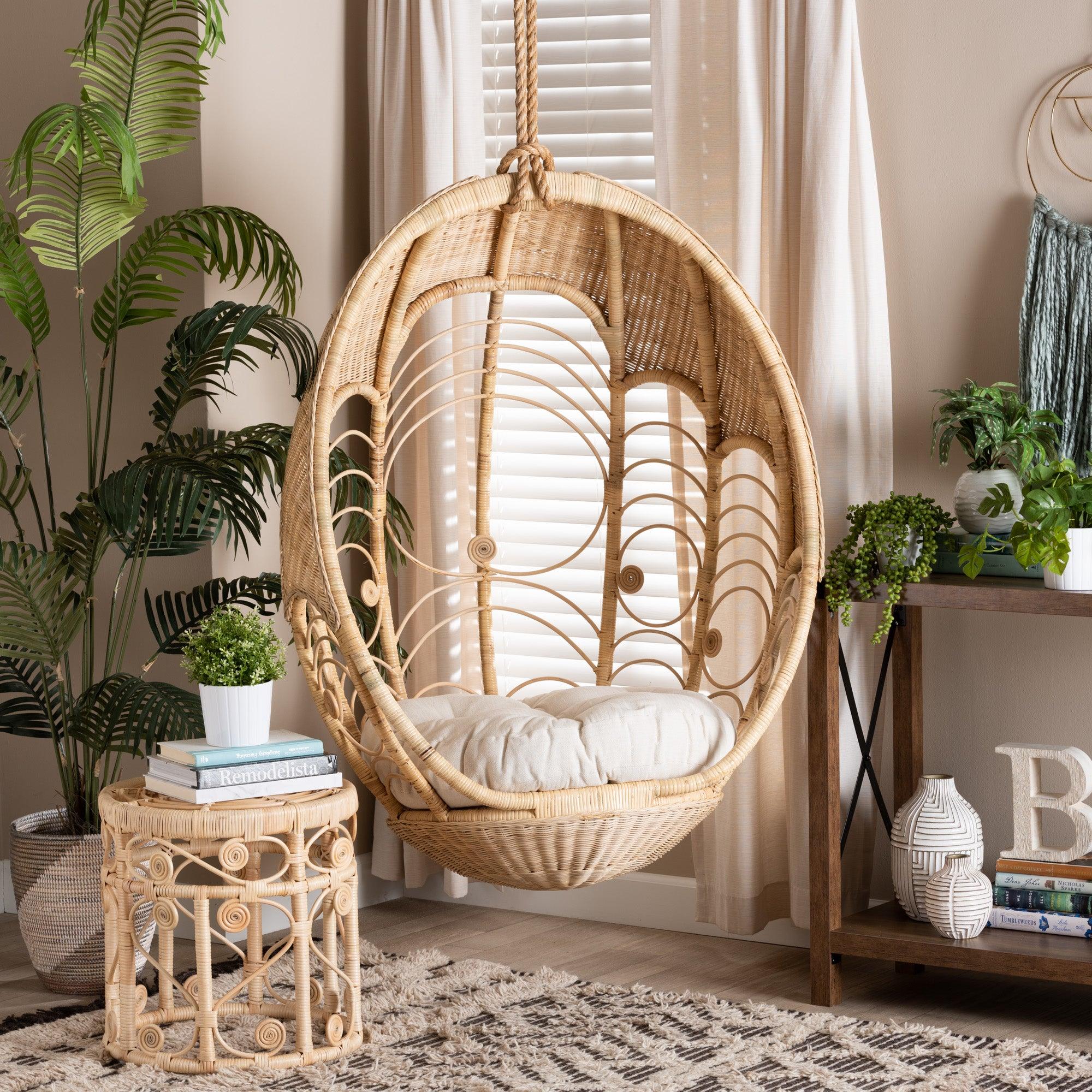 bali & pari Umika Modern Bohemian Rattan Hanging Chair