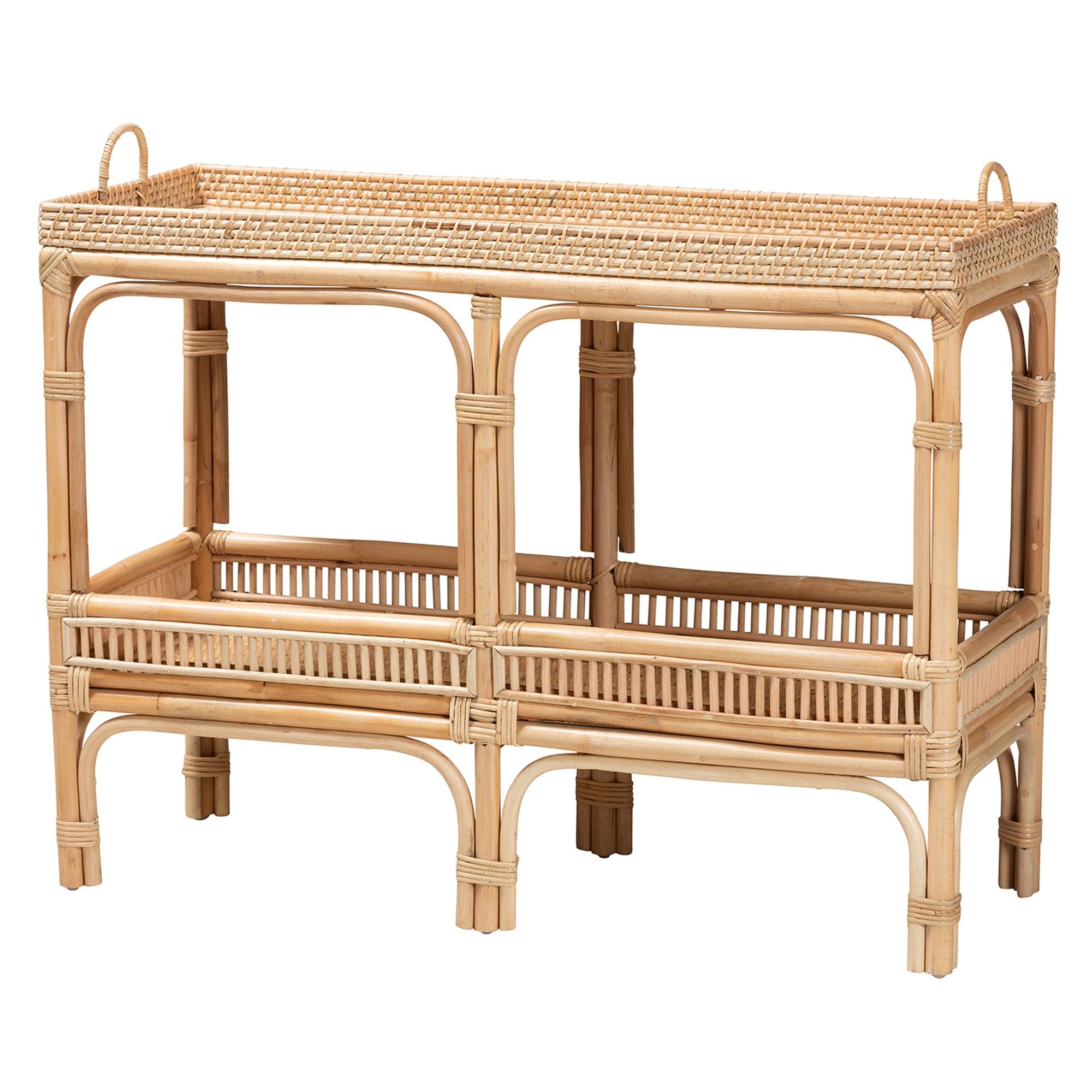 bali & pari Lombok Modern Bohemian Rattan Console Table