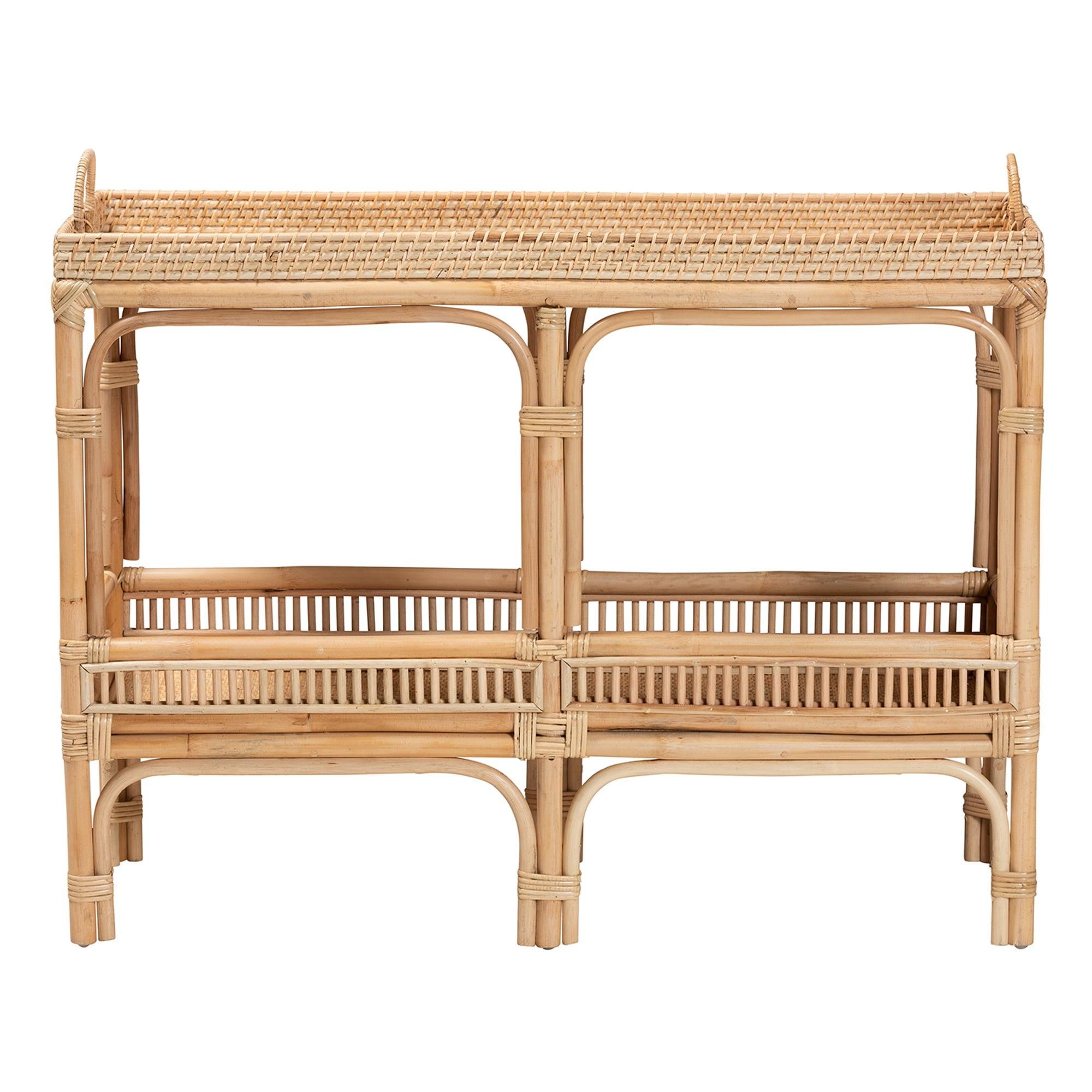 bali & pari Lombok Modern Bohemian Rattan Console Table