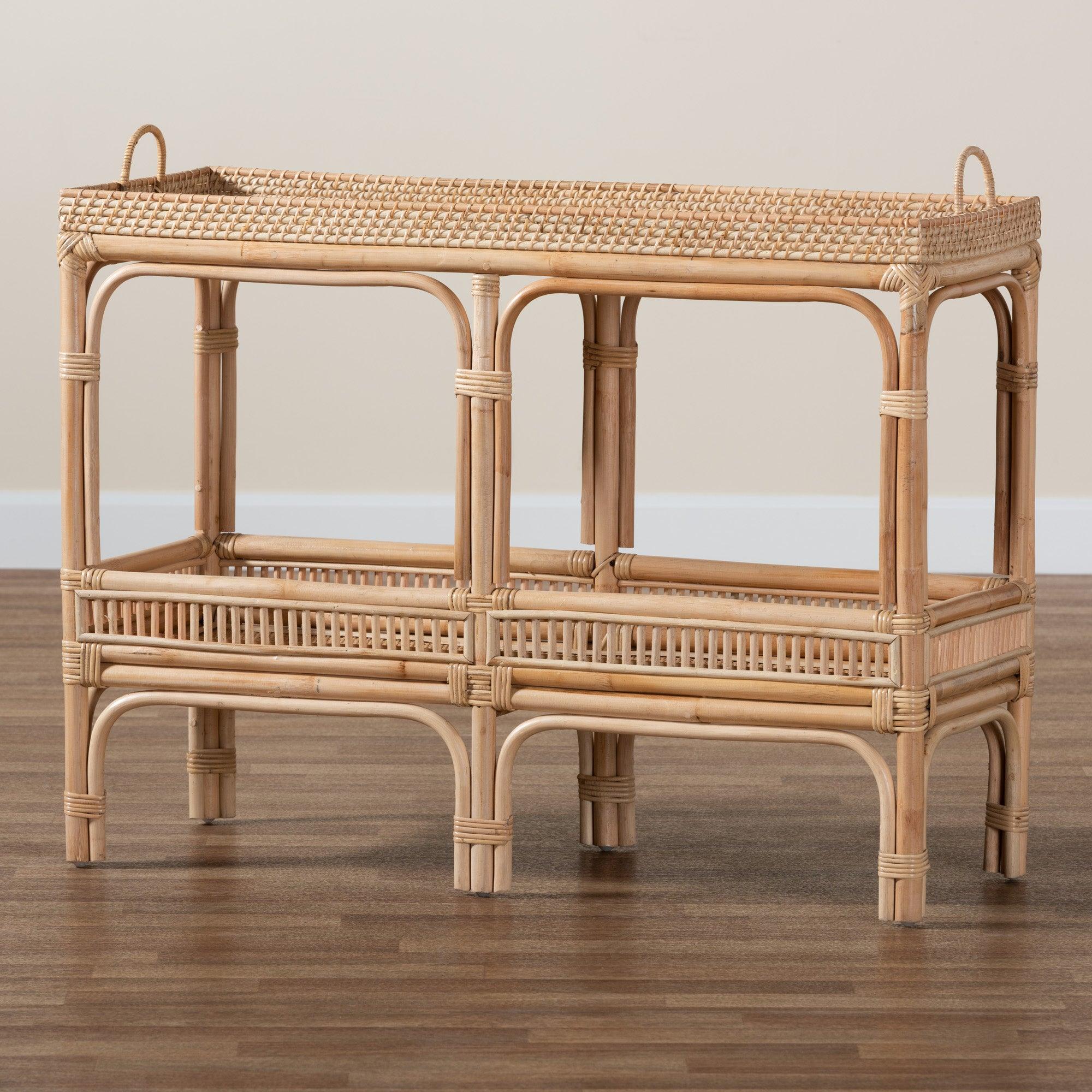 bali & pari Lombok Modern Bohemian Rattan Console Table