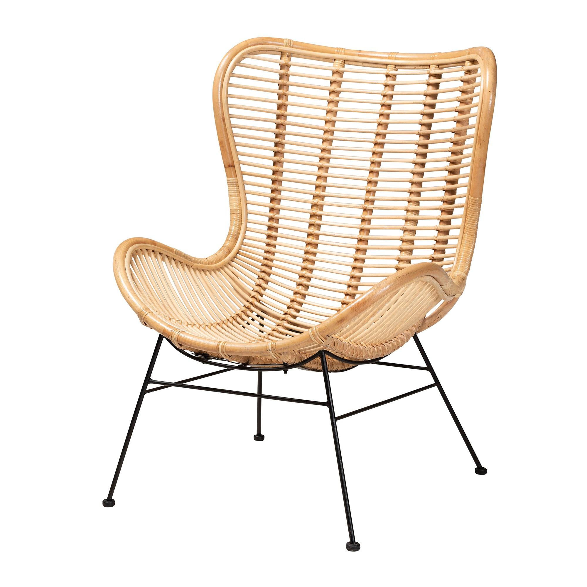 bali & pari Colorado Modern Bohemian Rattan and Metal Accent Chair