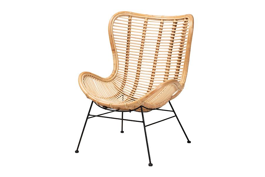 bali & pari Colorado Modern Bohemian Rattan and Metal Accent Chair