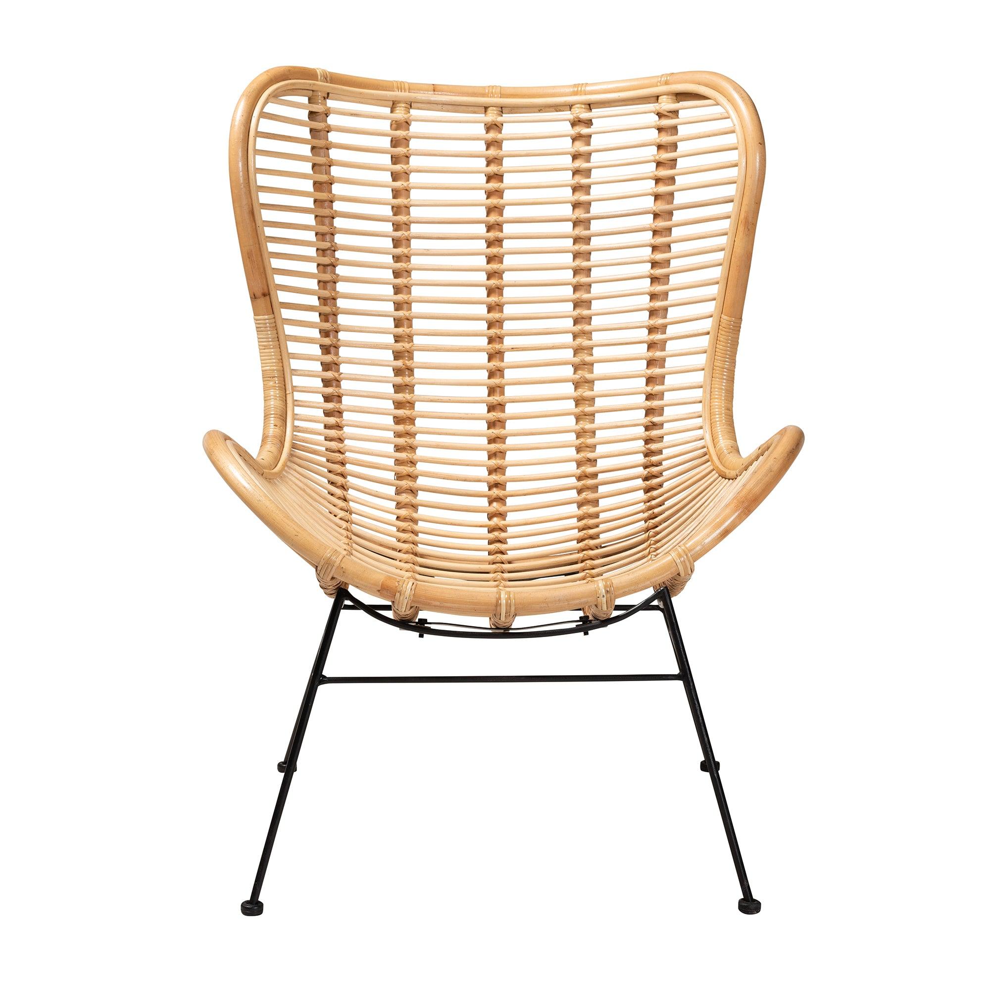 bali & pari Colorado Modern Bohemian Rattan and Metal Accent Chair