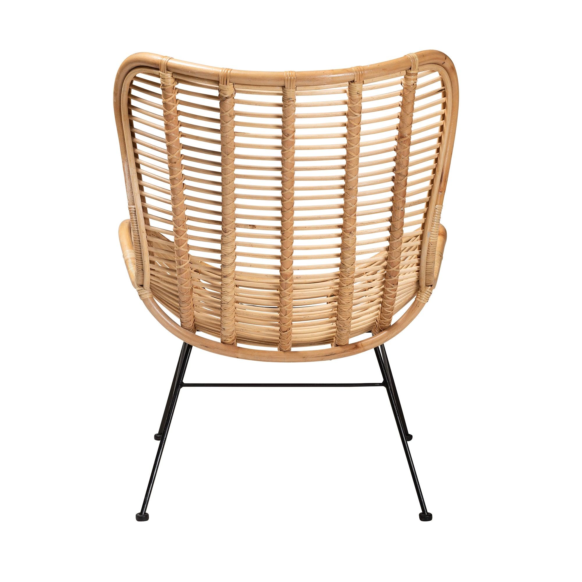 bali & pari Colorado Modern Bohemian Rattan and Metal Accent Chair