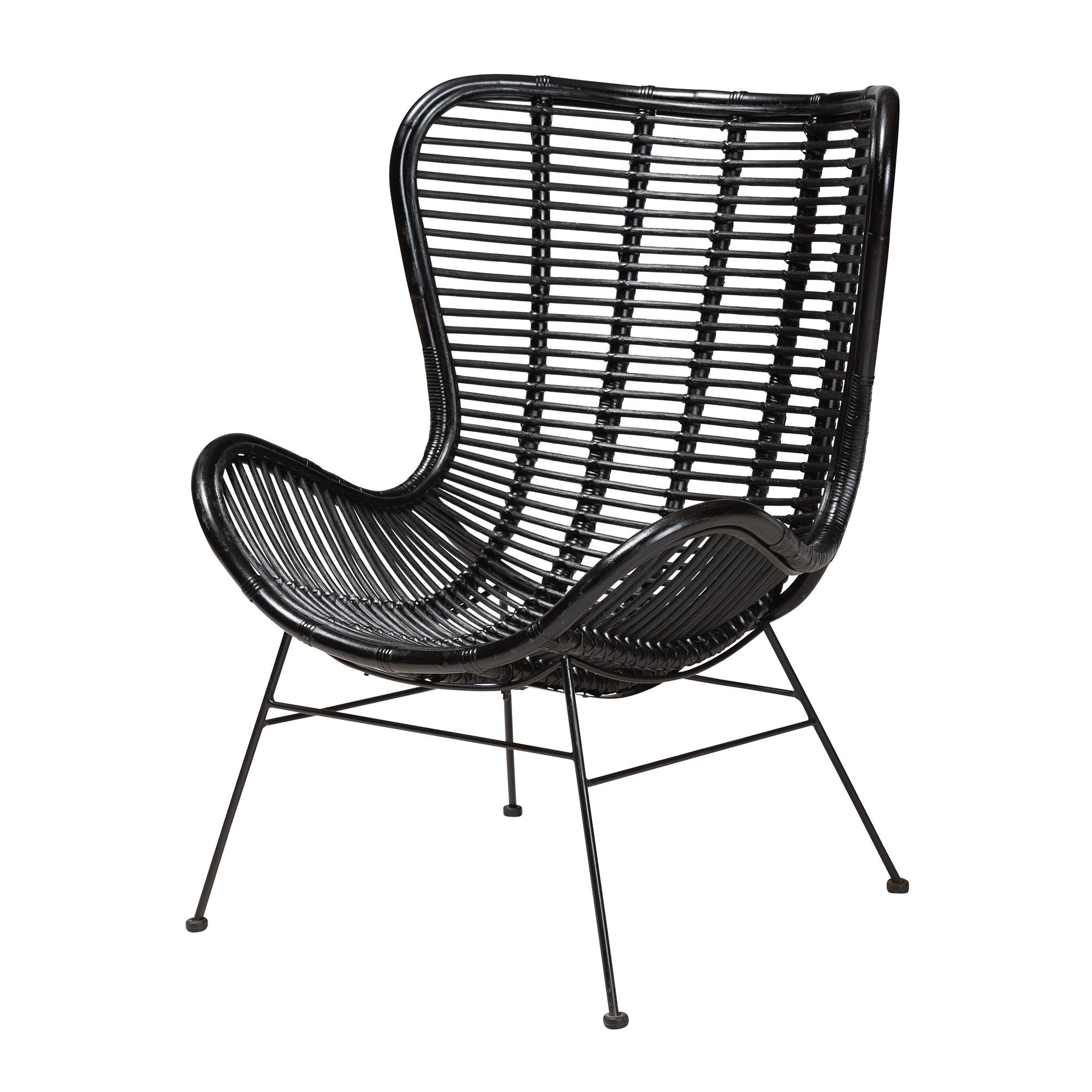 bali & pari Colorado Modern Bohemian Rattan and Metal Accent Chair