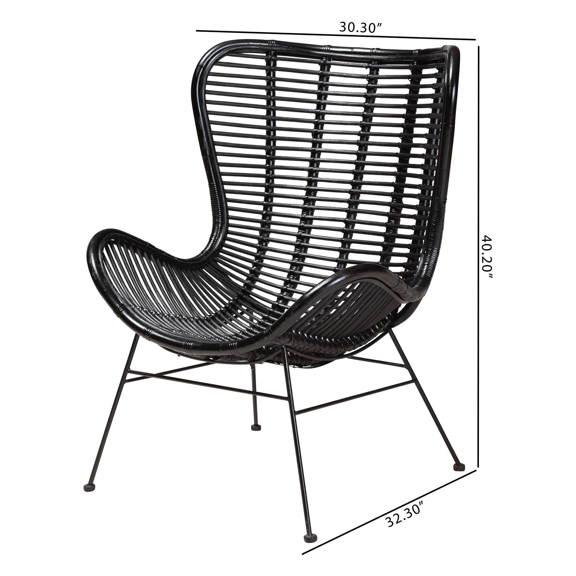 bali & pari Colorado Modern Bohemian Rattan and Metal Accent Chair