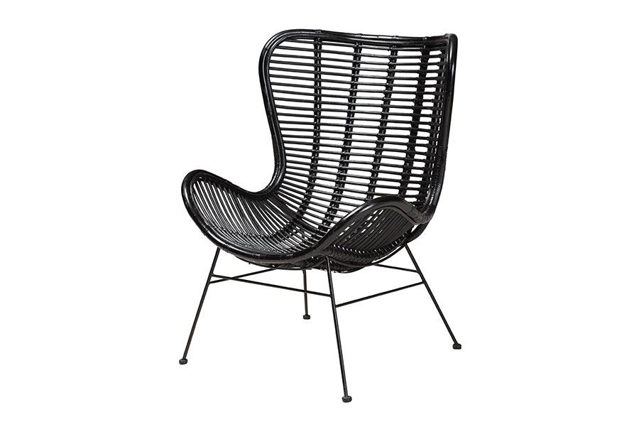 bali & pari Colorado Modern Bohemian Rattan and Metal Accent Chair