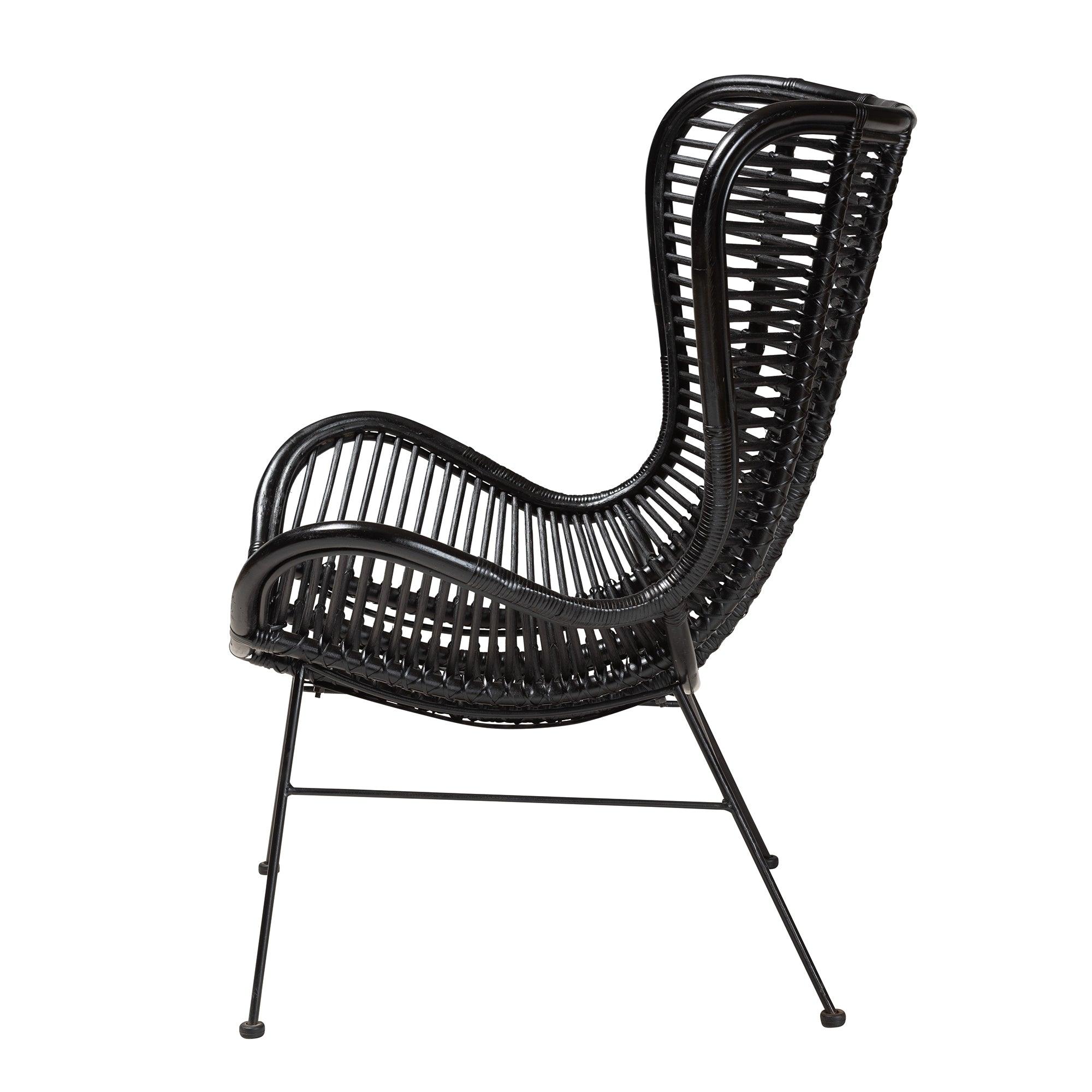 bali & pari Colorado Modern Bohemian Rattan and Metal Accent Chair