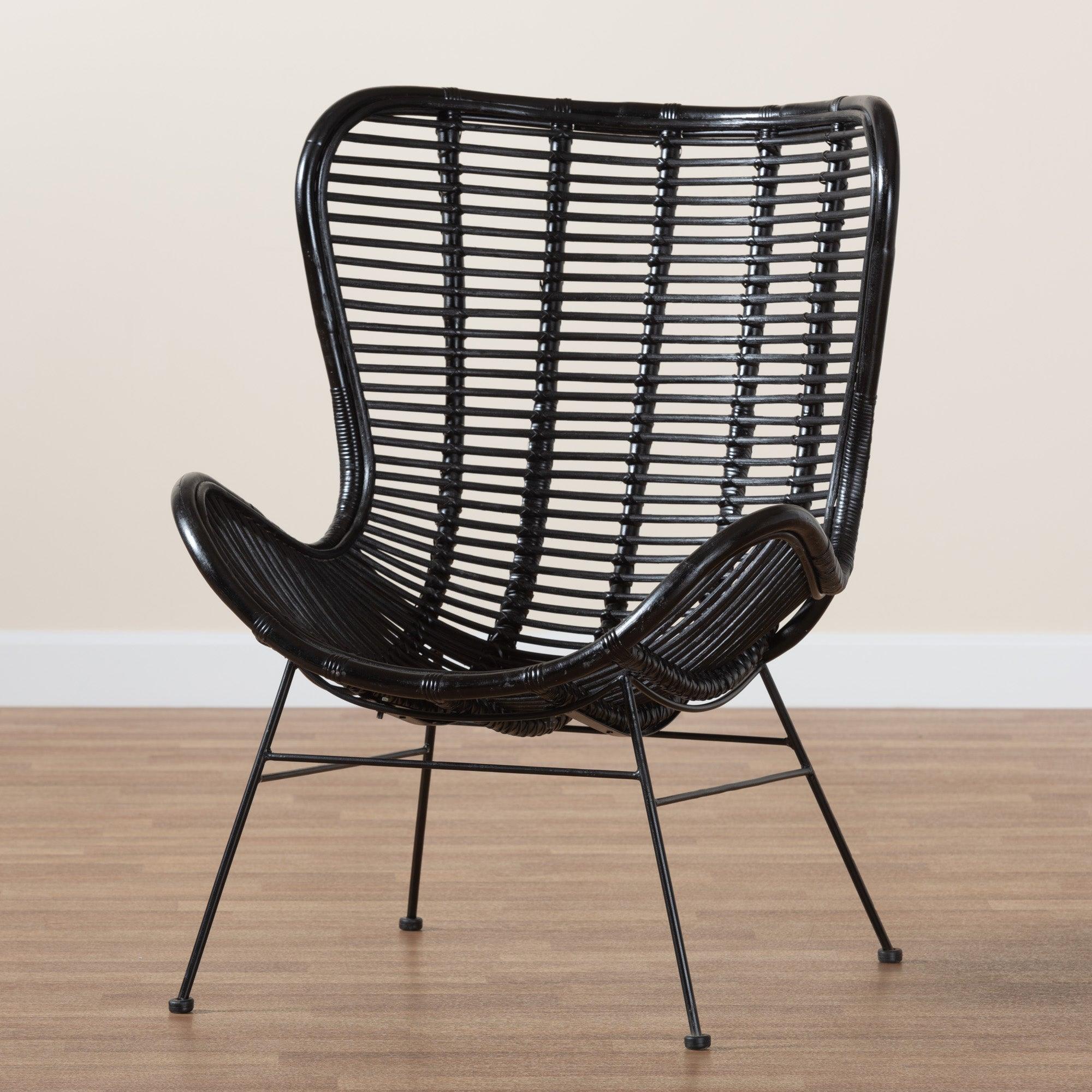 bali & pari Colorado Modern Bohemian Rattan and Metal Accent Chair