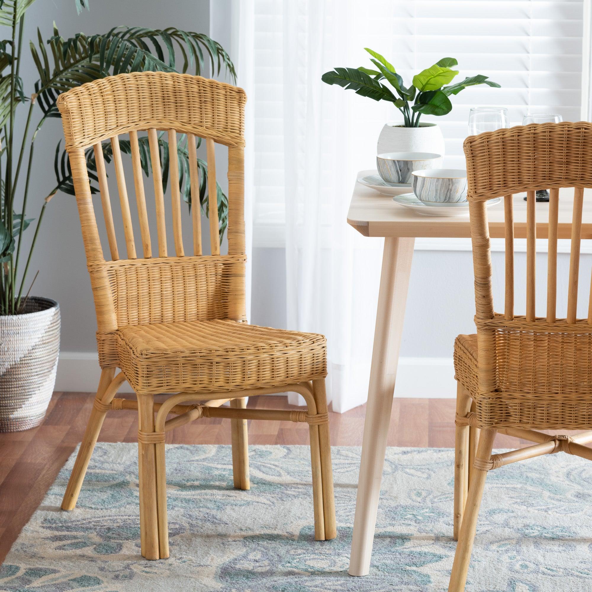 bali & pari Barito Modern Bohemian Rattan Dining Chair