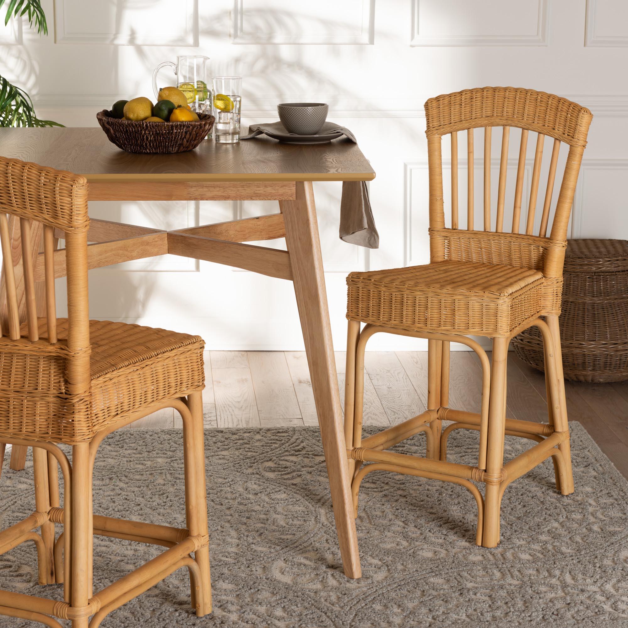 bali & pari Barito Modern Bohemian Rattan Counter Stool