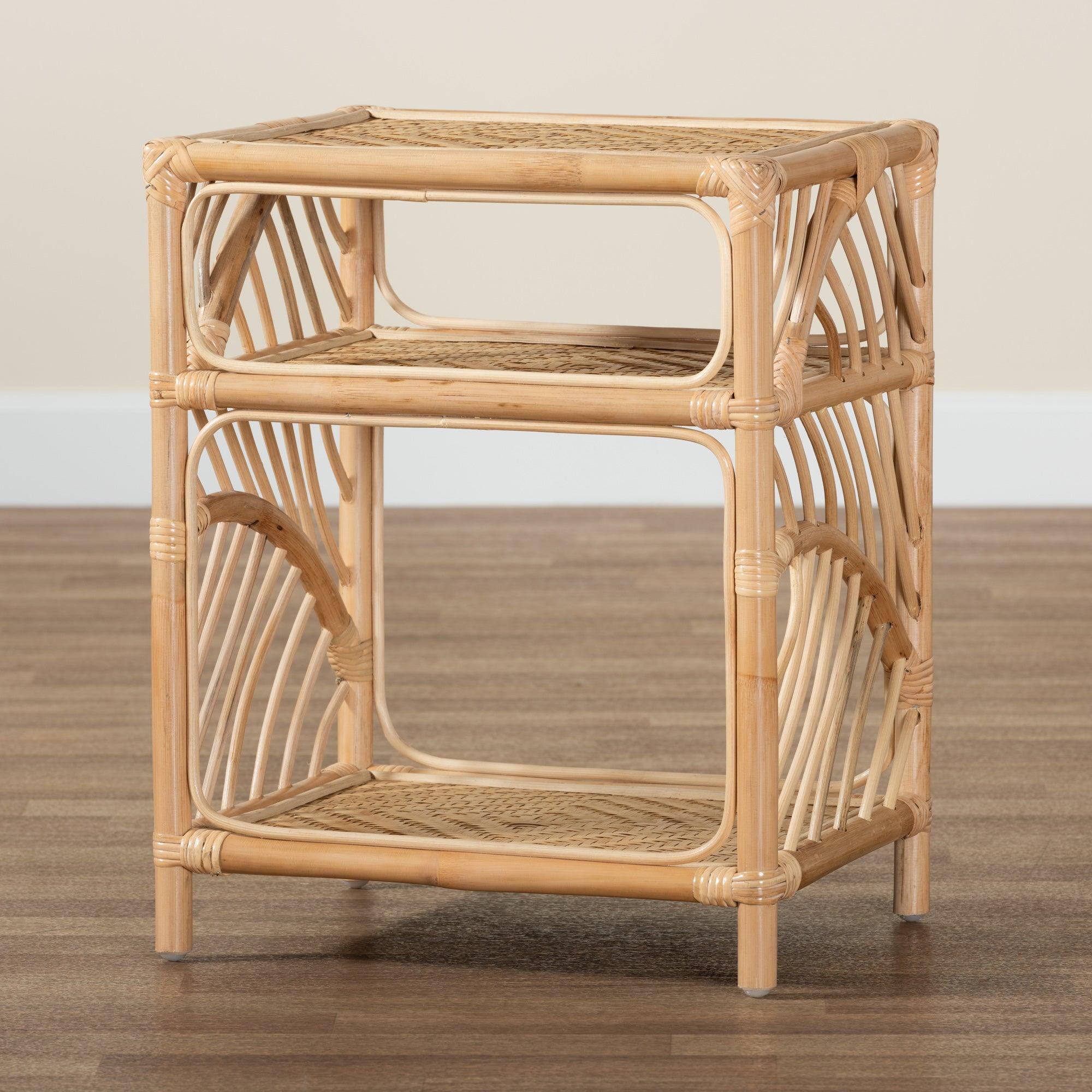 bali & pari Baara Modern Bohemian Rattan Nightstand