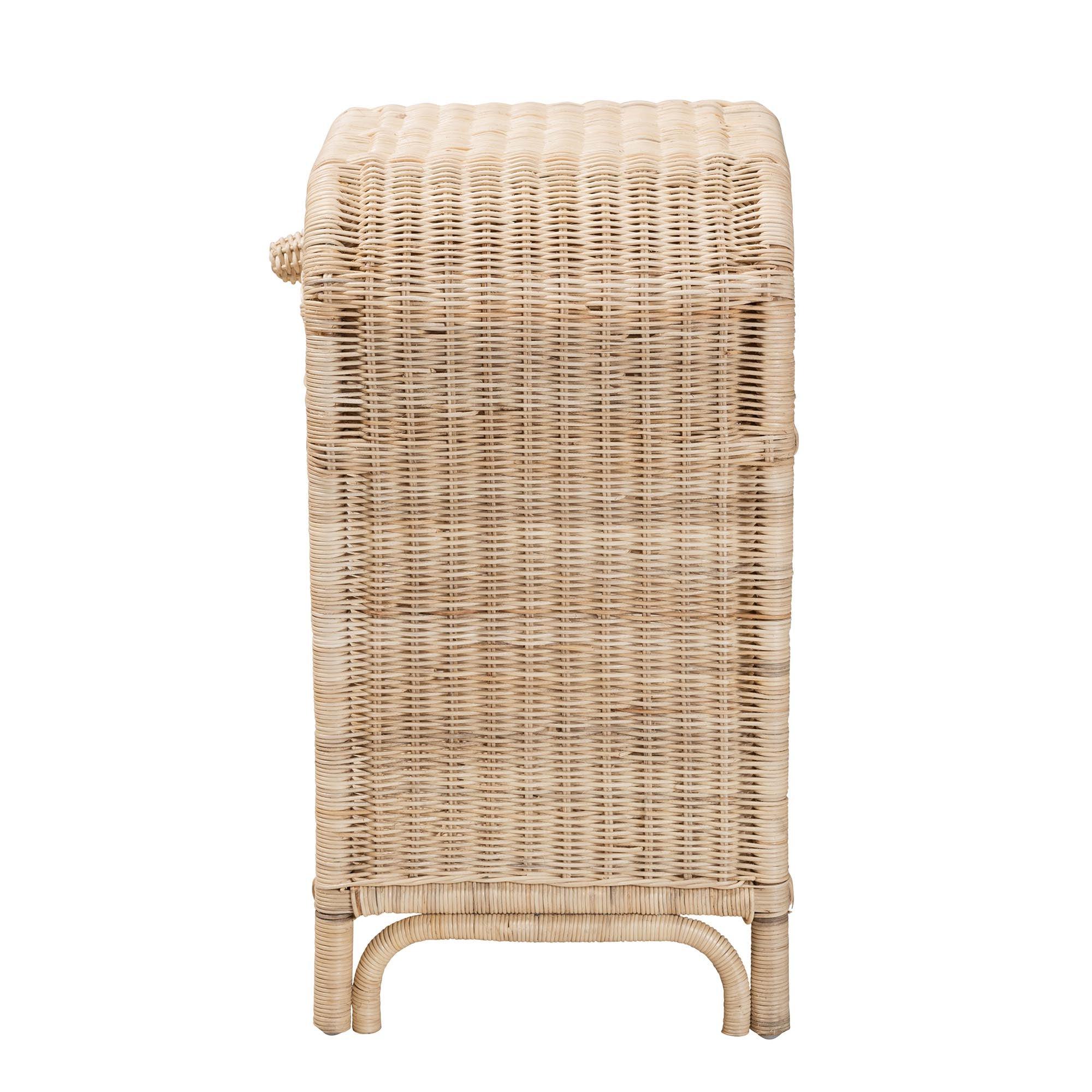 bali & pari Magni Modern Bohemian Rattan 1-Drawer Nightstand