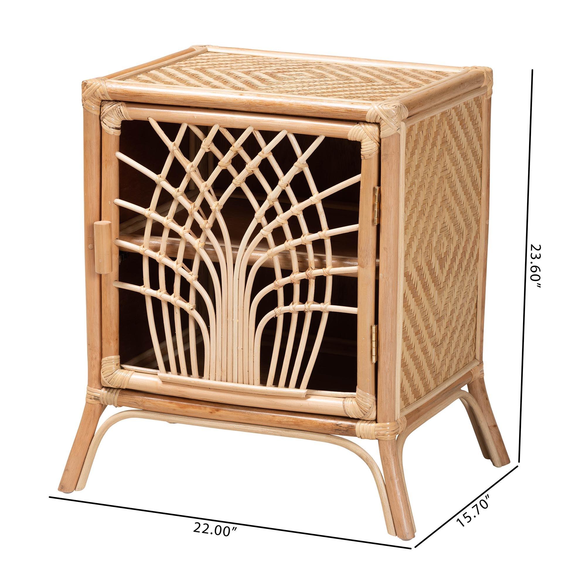 bali & pari Danna Modern Bohemian Rattan Nightstand