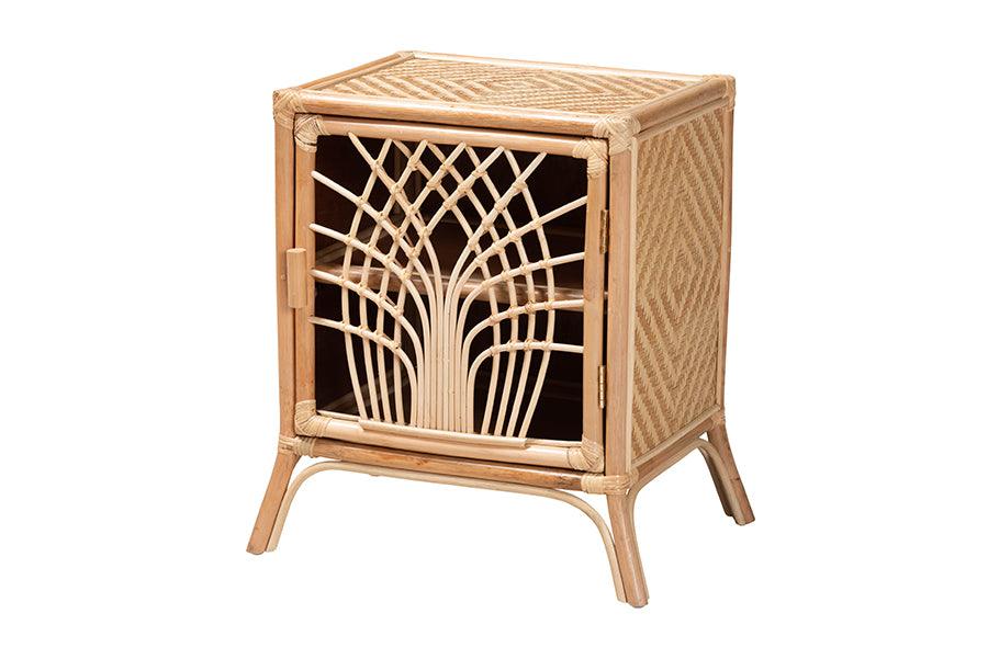 bali & pari Danna Modern Bohemian Rattan Nightstand