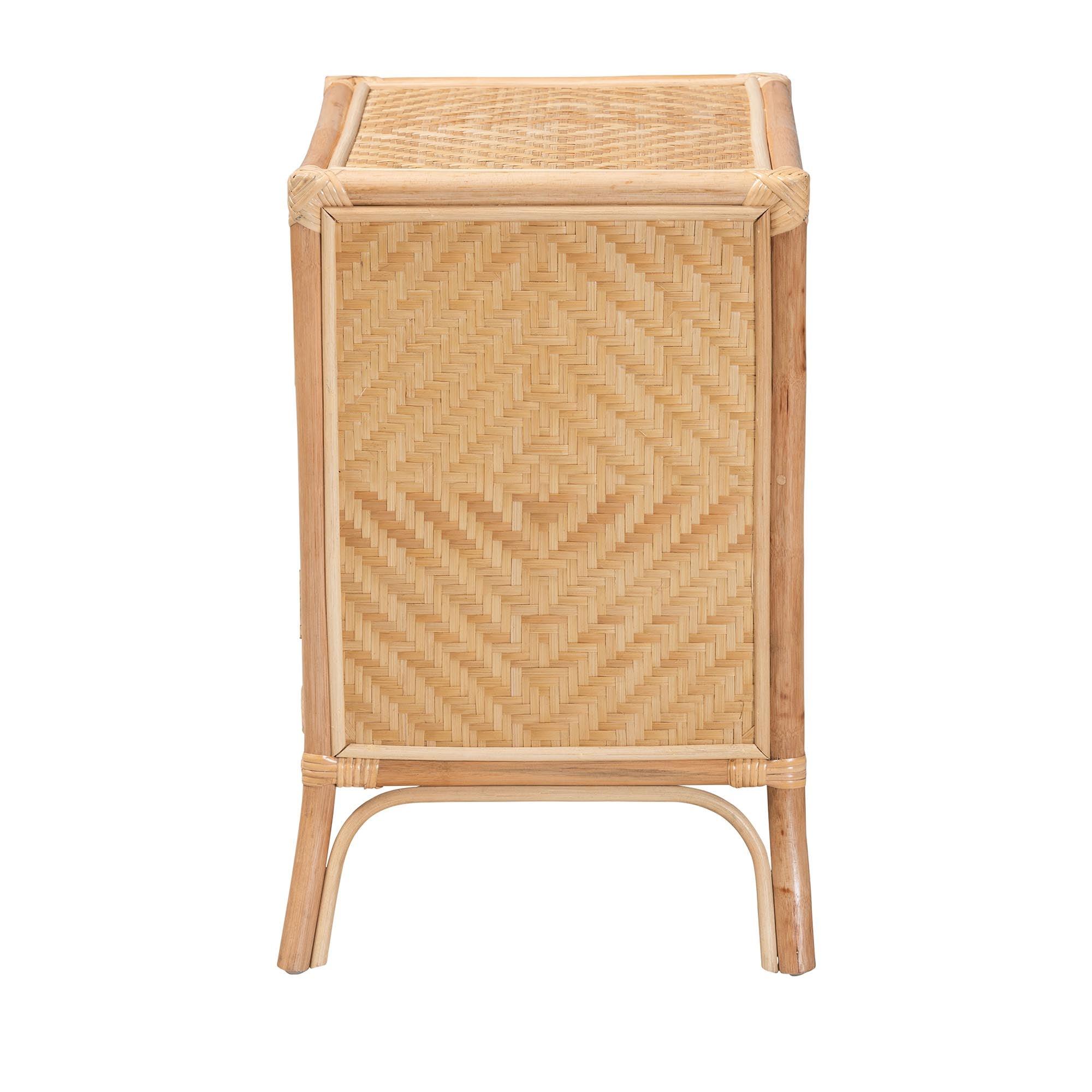 bali & pari Danna Modern Bohemian Rattan Nightstand