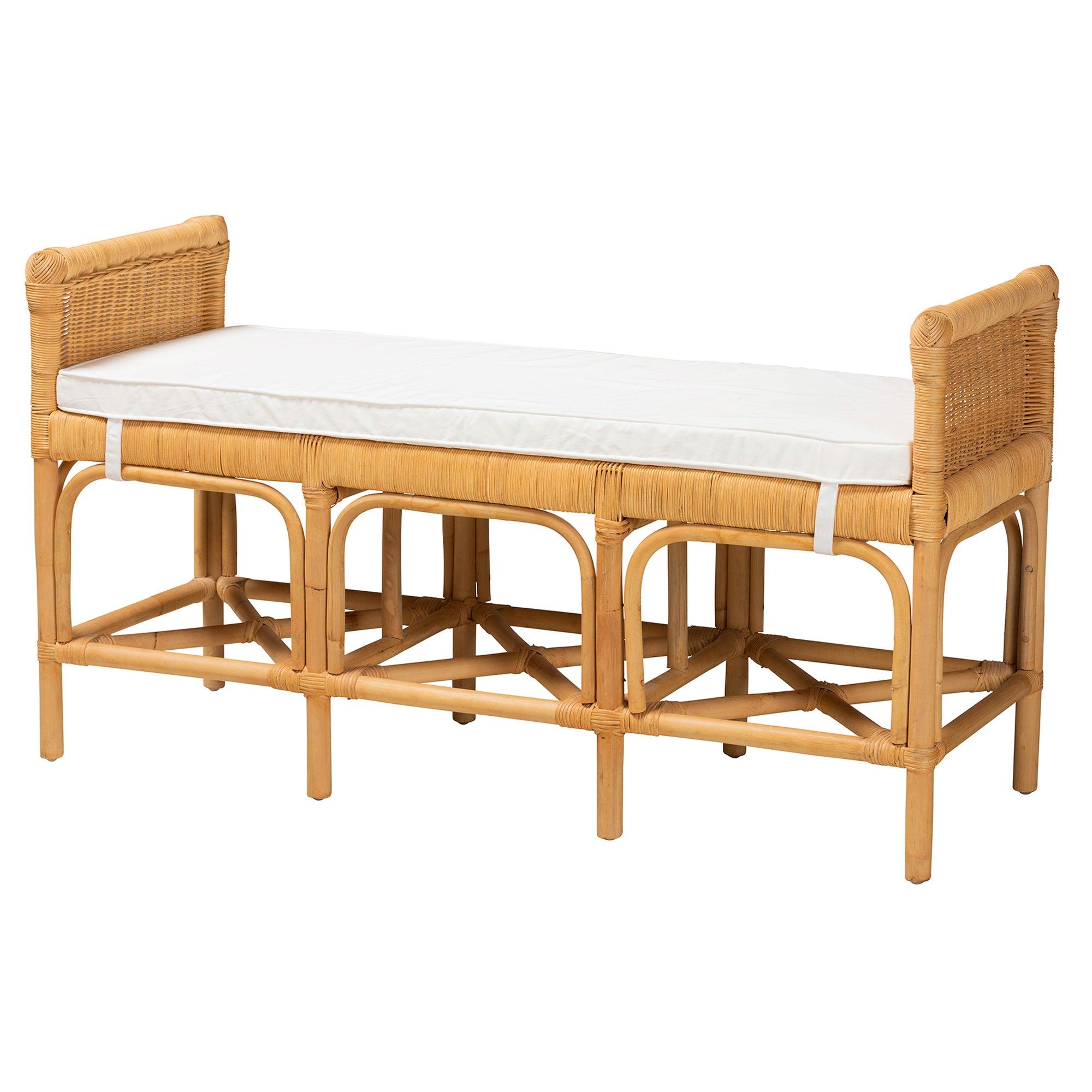 bali & pari Nairi Modern Bohemian Rattan Bench