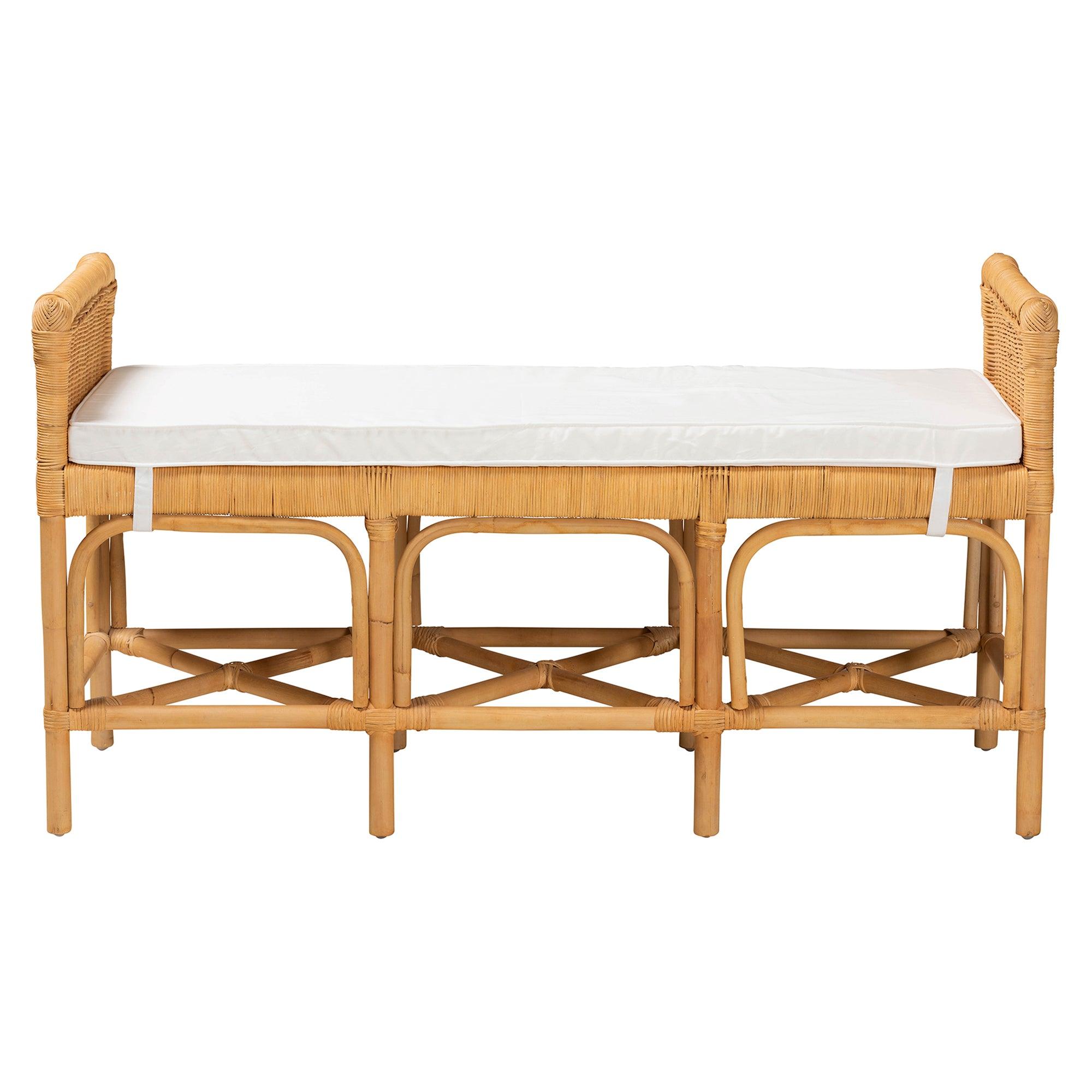 bali & pari Nairi Modern Bohemian Rattan Bench