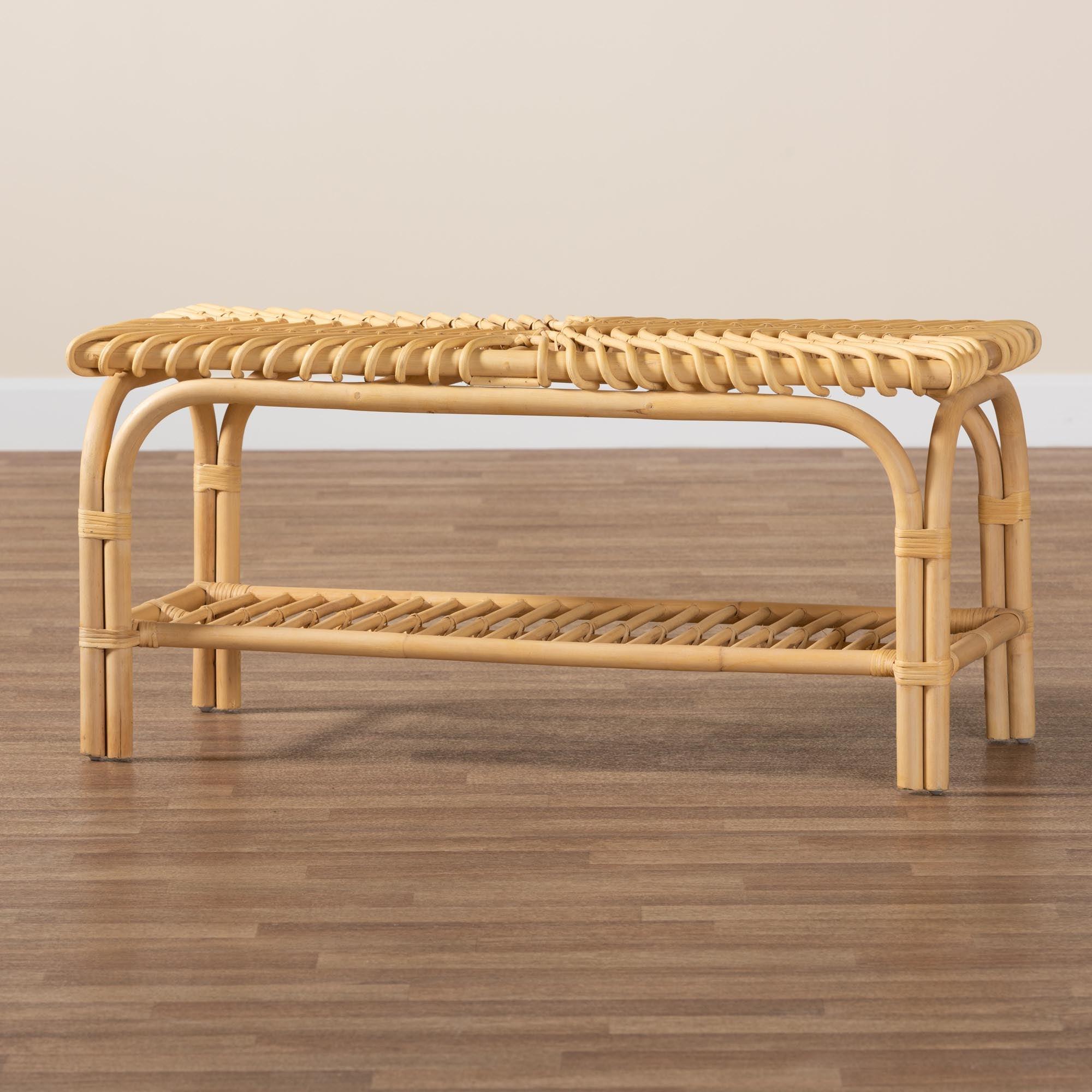 bali & pari Himari Modern Bohemian Rattan Accent Bench