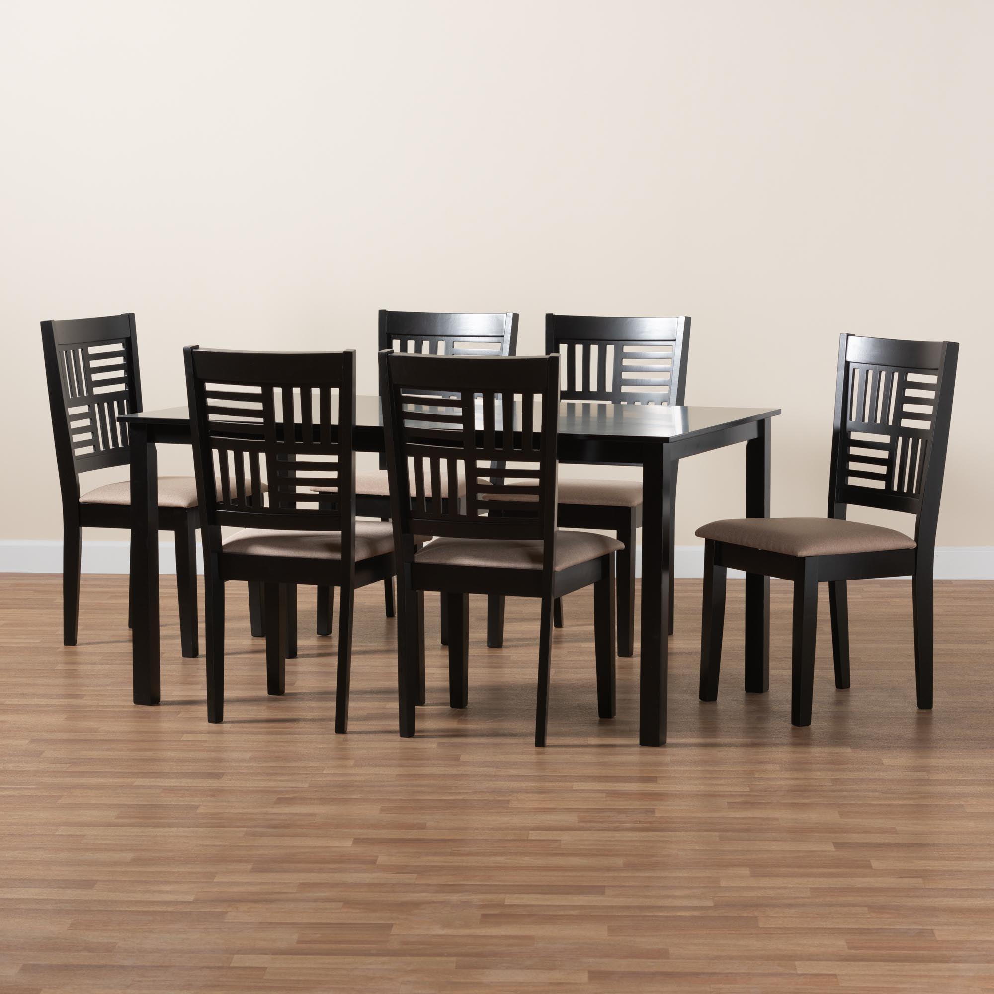 Deanna Modern Fabric and Finished Wood 7-Piece Dining Set