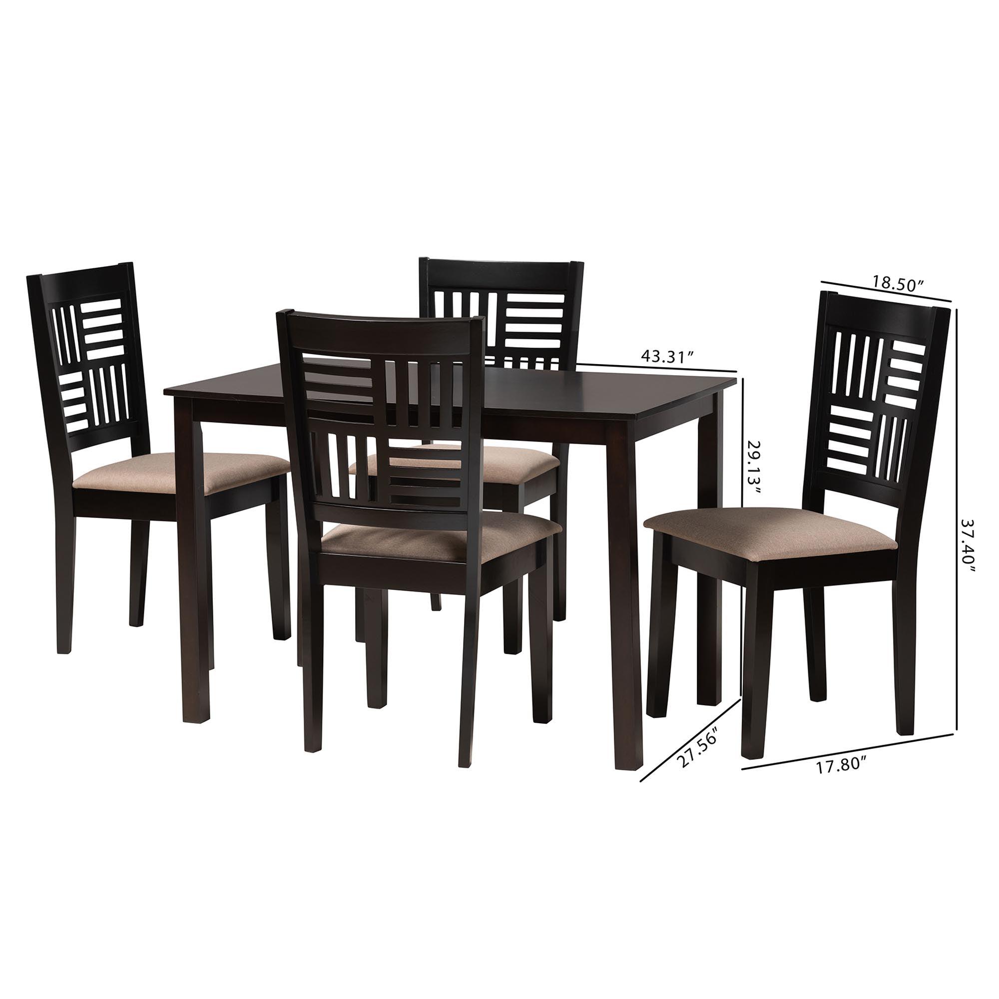 Deanna Modern Fabric and Finished Wood 5-Piece Dining Set