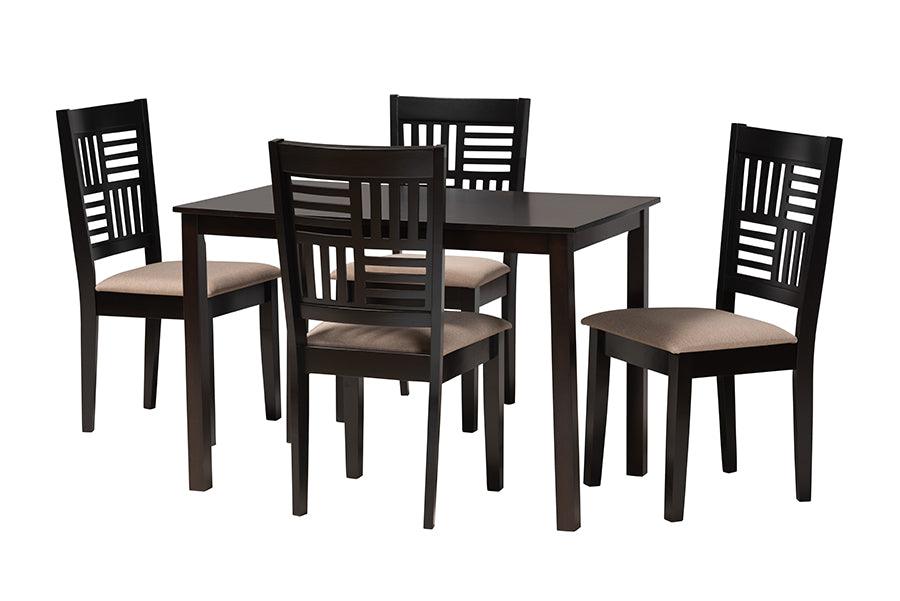 Deanna Modern Fabric and Finished Wood 5-Piece Dining Set