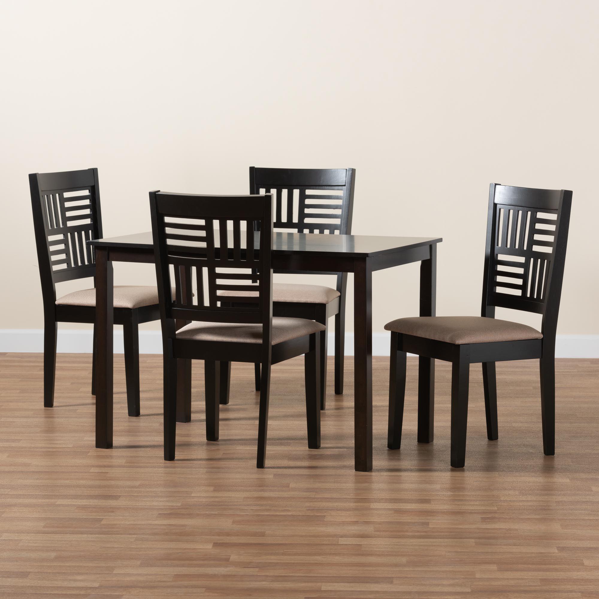 Deanna Modern Fabric and Finished Wood 5-Piece Dining Set