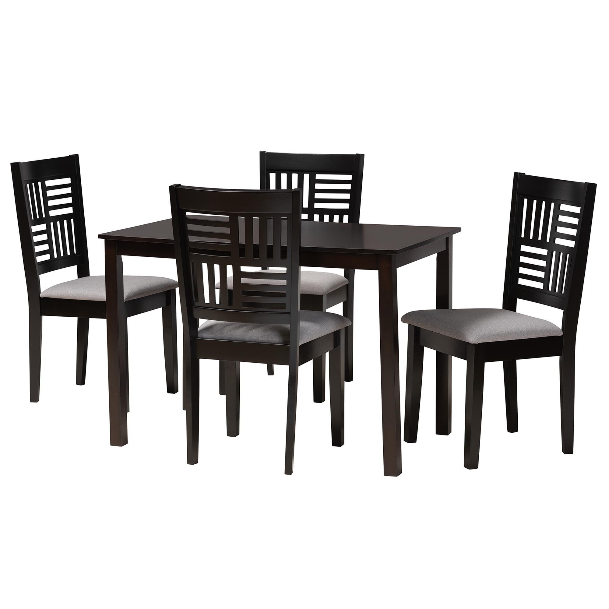 Deanna Modern Fabric and Finished Wood 5-Piece Dining Set