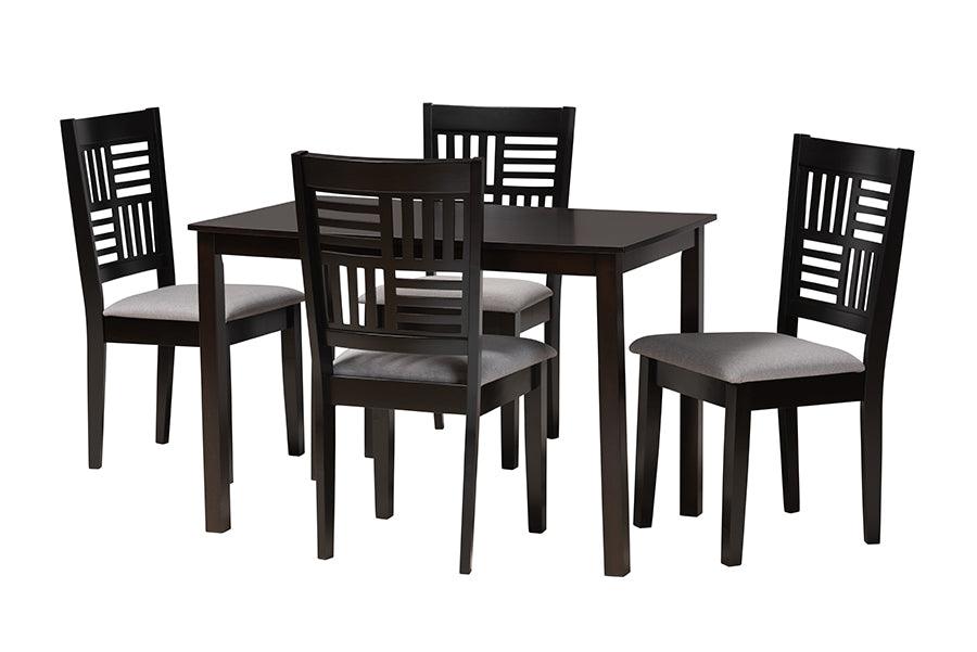 Deanna Modern Fabric and Finished Wood 5-Piece Dining Set