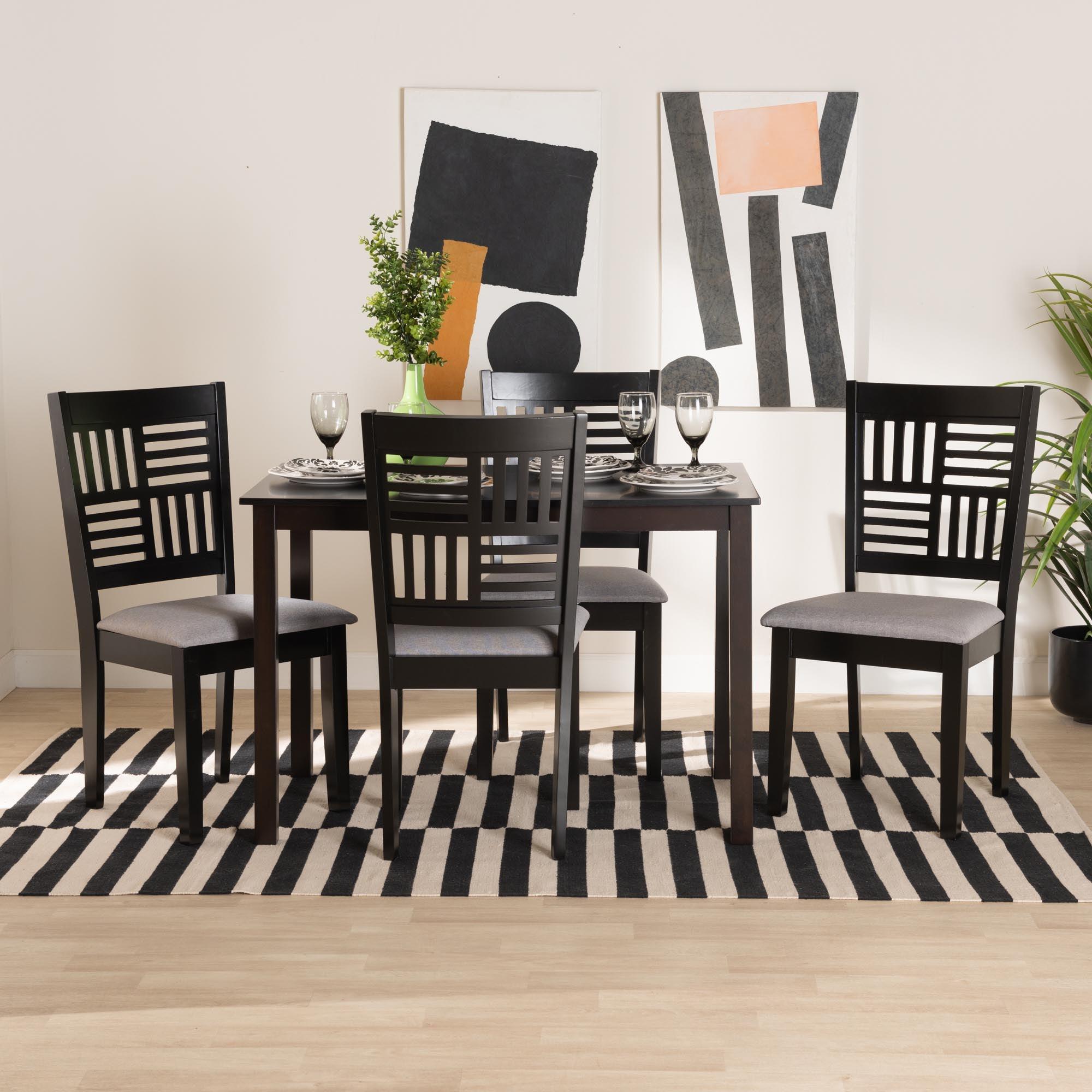 Deanna Modern Fabric and Finished Wood 5-Piece Dining Set