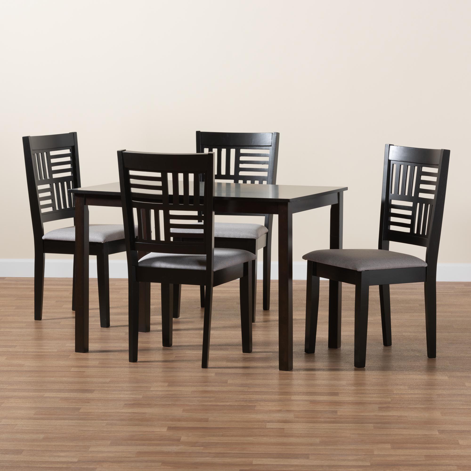 Deanna Modern Fabric and Finished Wood 5-Piece Dining Set