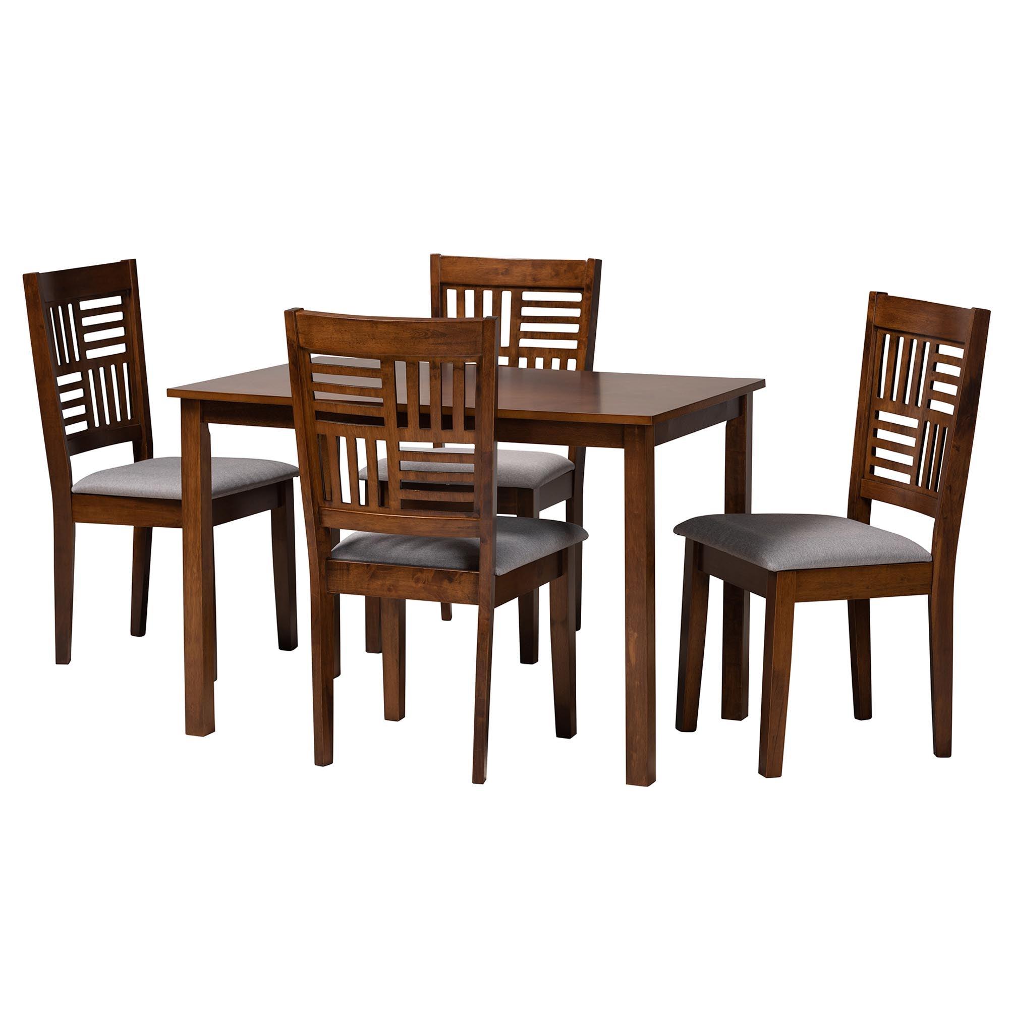 Deanna Modern Fabric and Finished Wood 5-Piece Dining Set