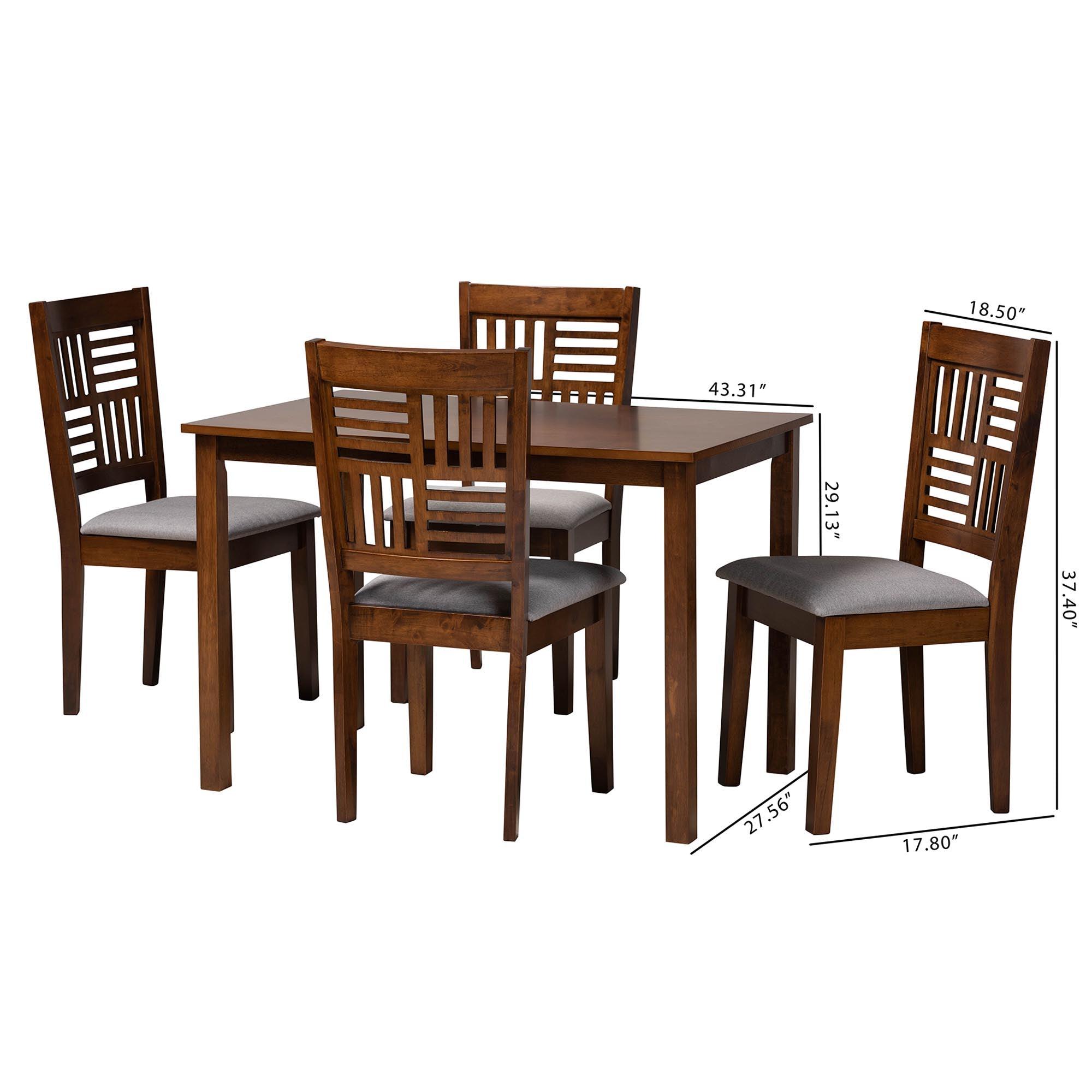 Deanna Modern Fabric and Finished Wood 5-Piece Dining Set